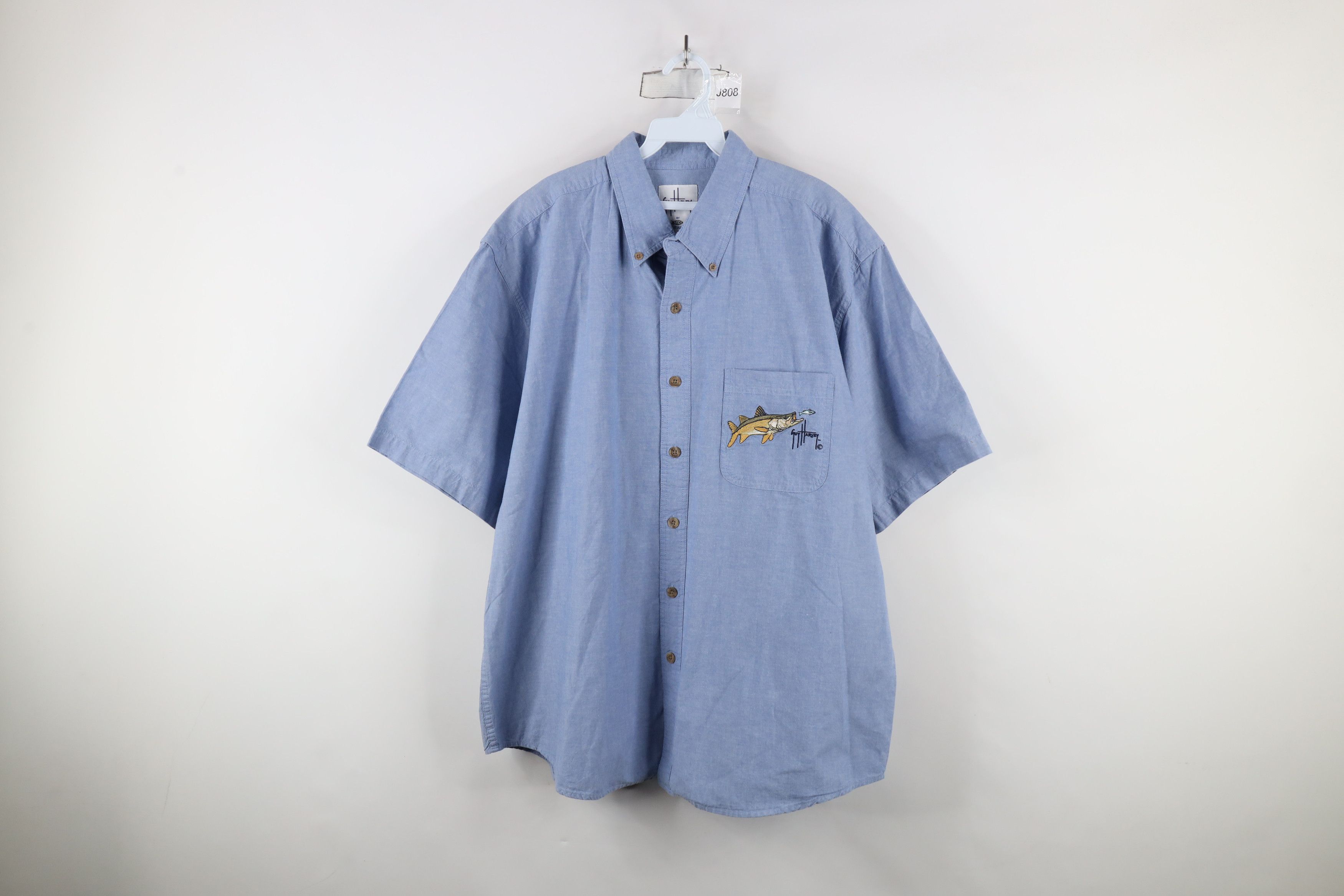 Guy Harvey × Vintage Vintage 90s Guy Harvey Short Sleeve Button Down Shirt Blue Size US XL / EU 56 / 4 - 1 Thumbnail