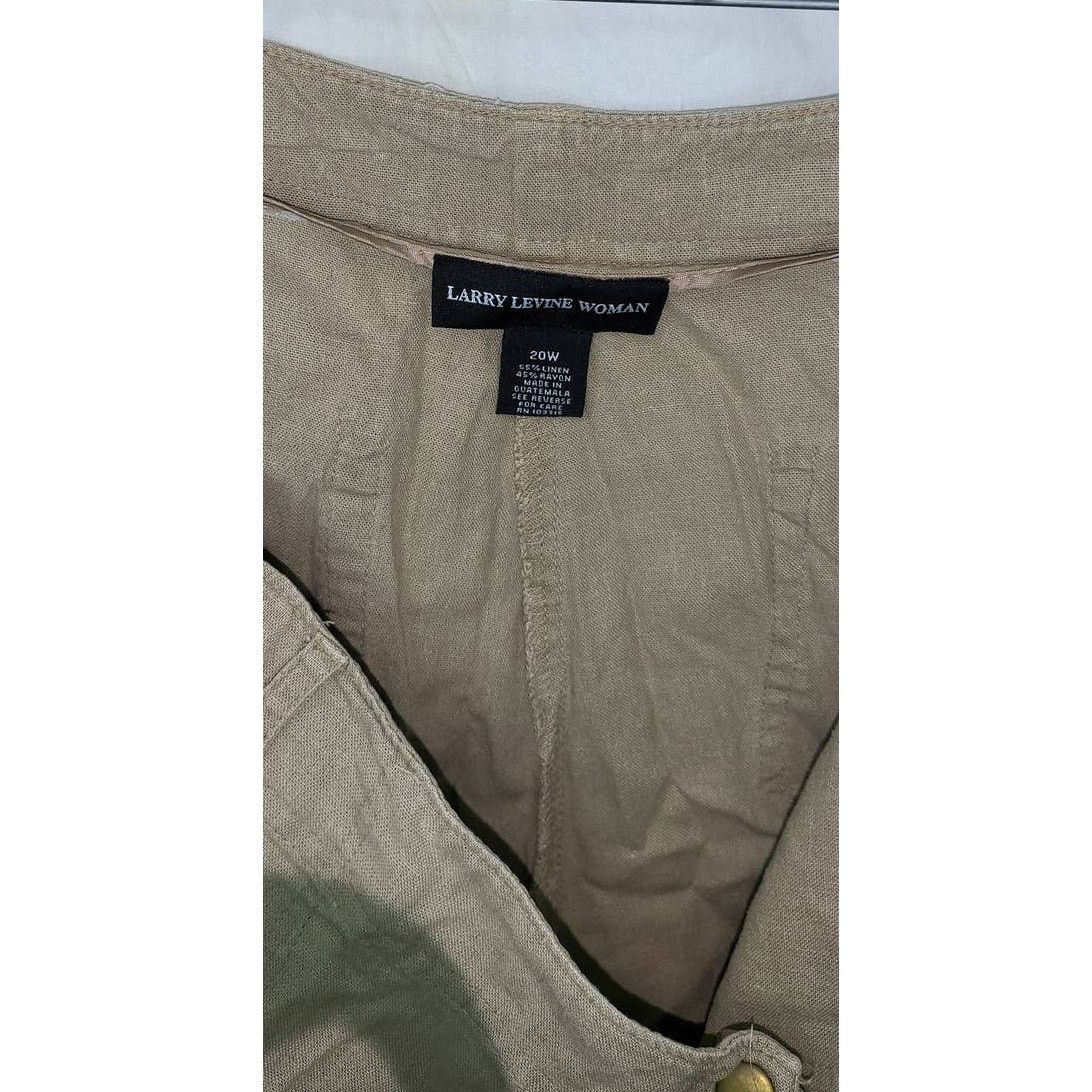 Other Larry Levine Women’s Tan Linen Cargo Shorts Size 20W Size 42" / US 20 - 3 Thumbnail