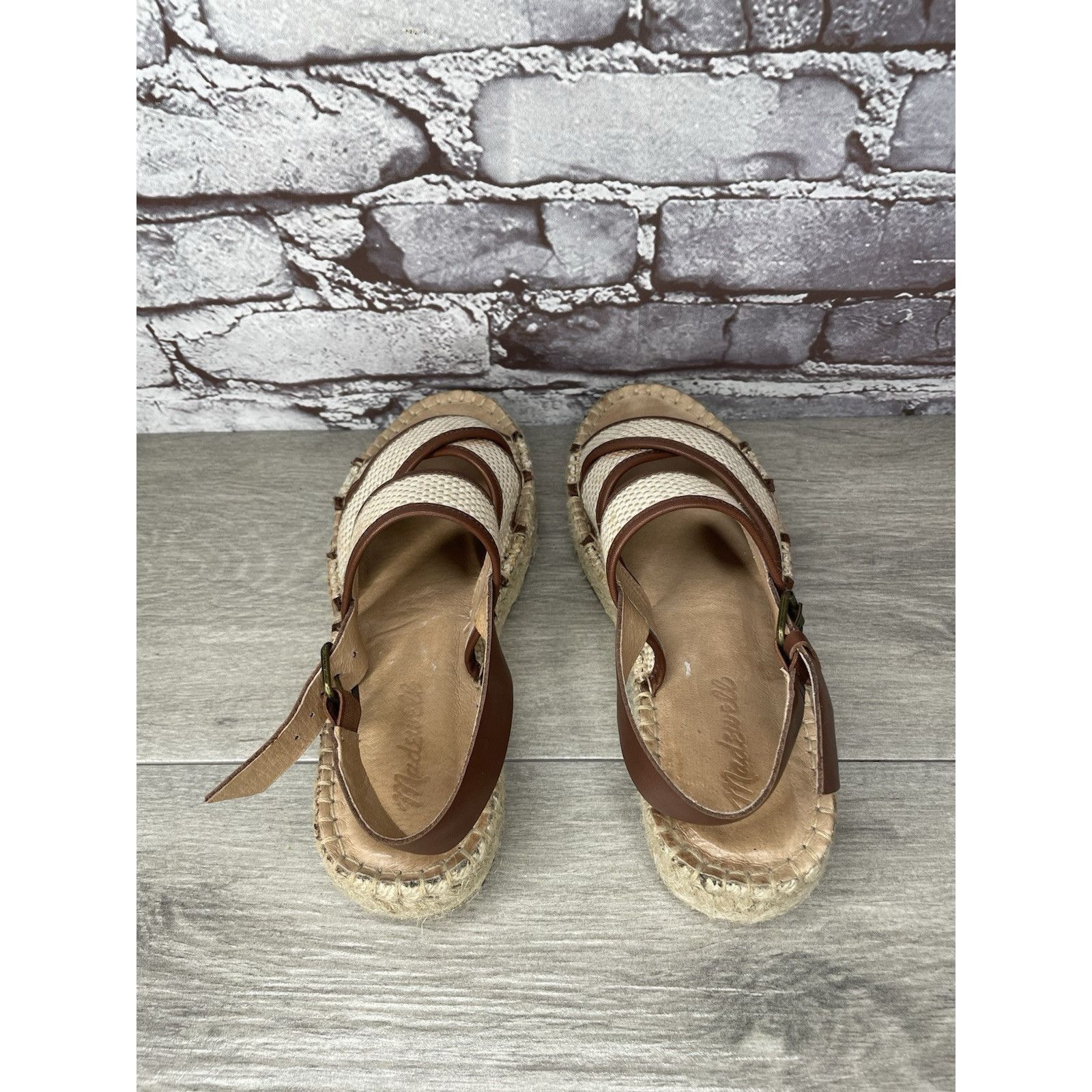 Madewell Madewell Julie Beige Brown Espadrille Slingback Strap Sandal Size US 7.5 / IT 37.5 - 4 Thumbnail