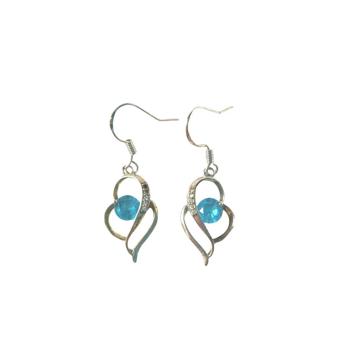 The Unbranded Brand Blue Clear CZ Heart Dangle Earrings Sterling Silver Size ONE SIZE - 1 Thumbnail