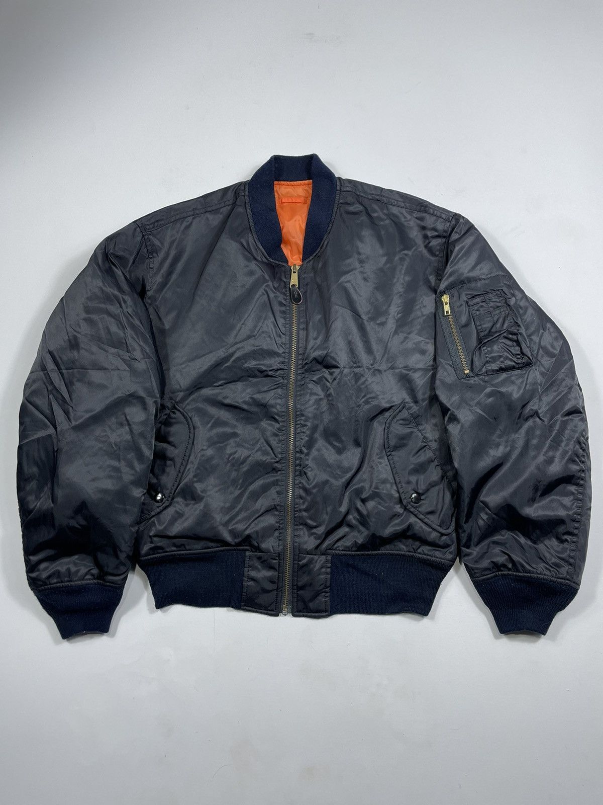 image of Vintage Ma-1 Balenciaga Style Bomber Jacket Air Force in Black, Men's (Size Large)