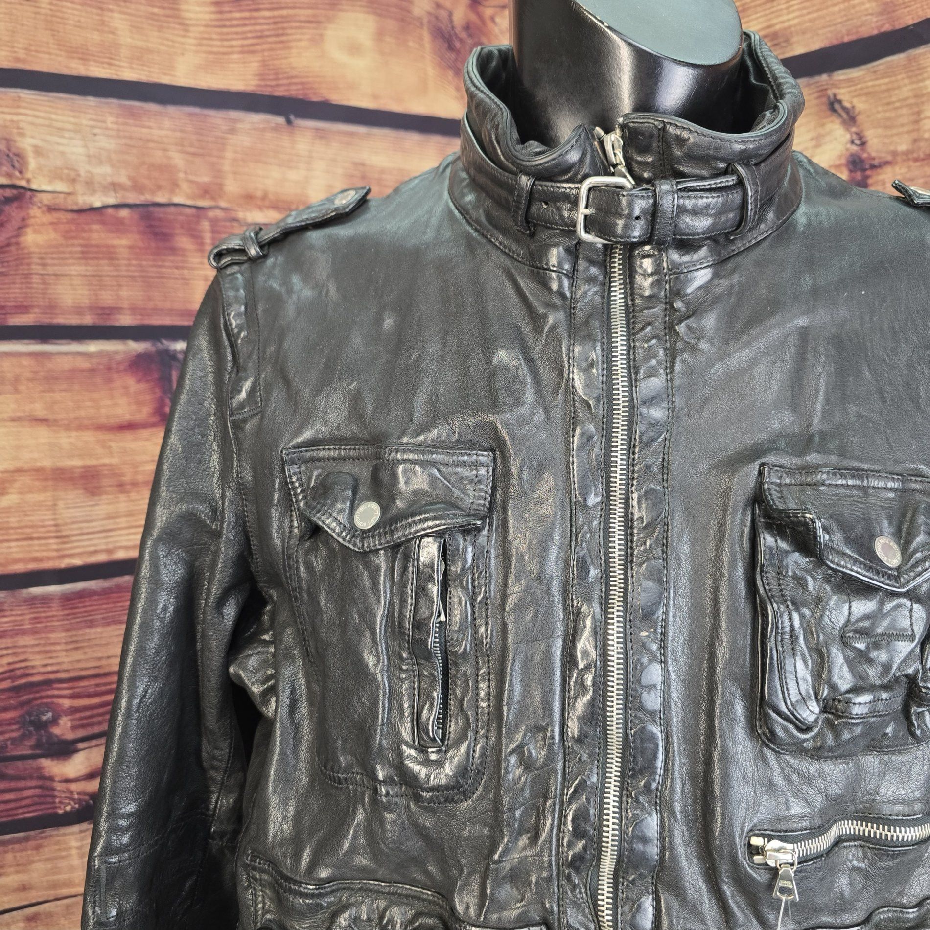 Neil Barrett Neil Barrett "Orlando" Jacket. Textured leather. Size US XL / EU 56 / 4 - 4 Thumbnail