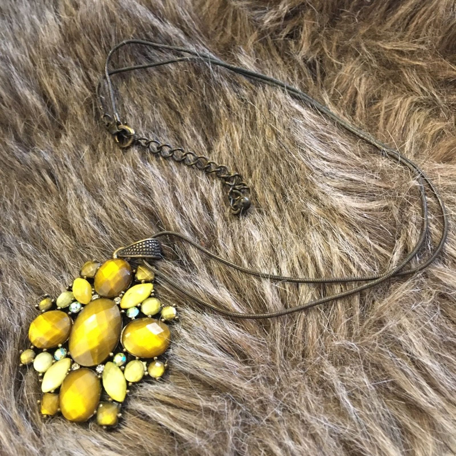 Jewelry Brass tone glass gem covered medallion necklace Size ONE SIZE - 7 Thumbnail