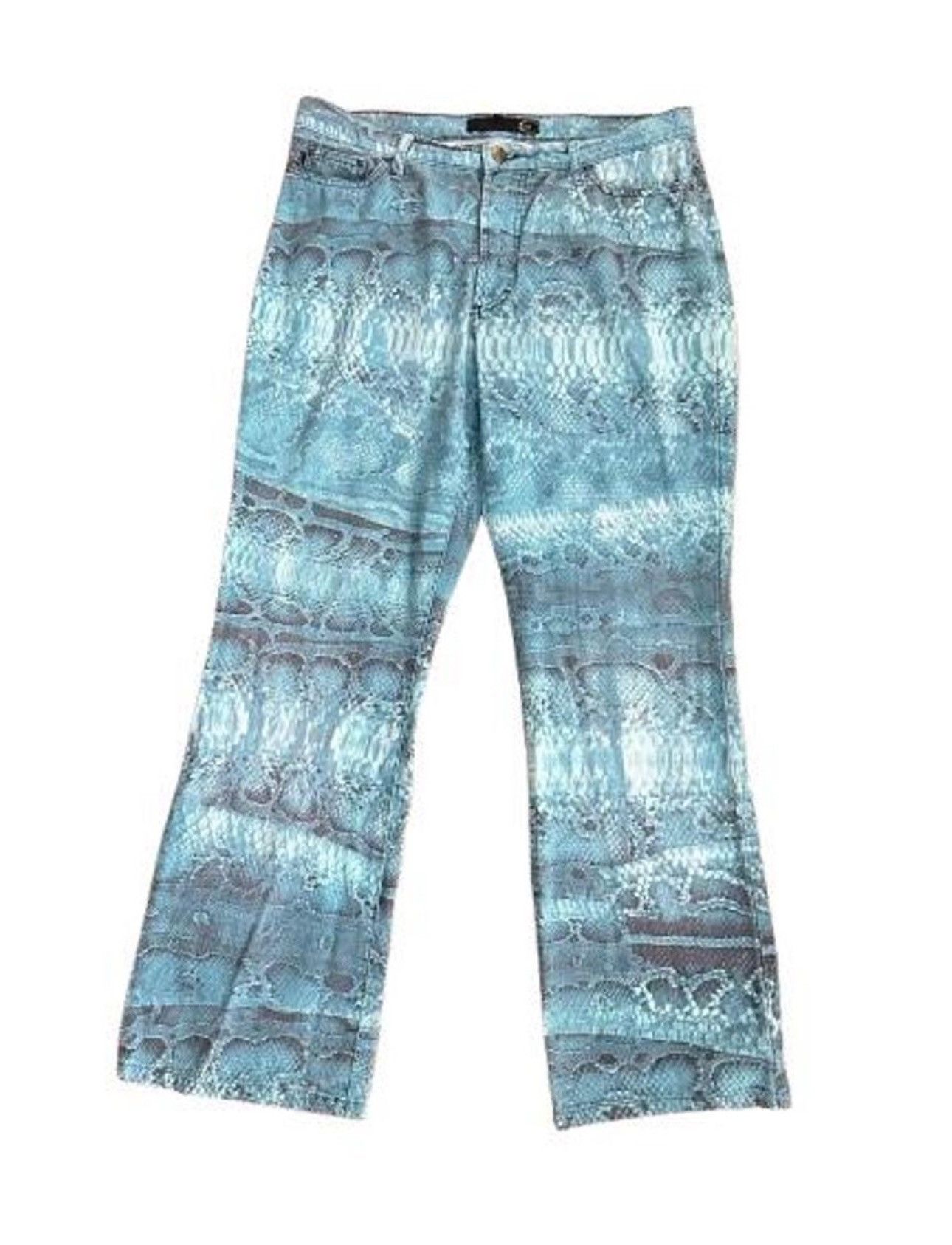 Just Cavalli Low/Mid Rise Blue Snake Print Cavalli Jeans Size 32" / US 10 / IT 46 - 1 Thumbnail