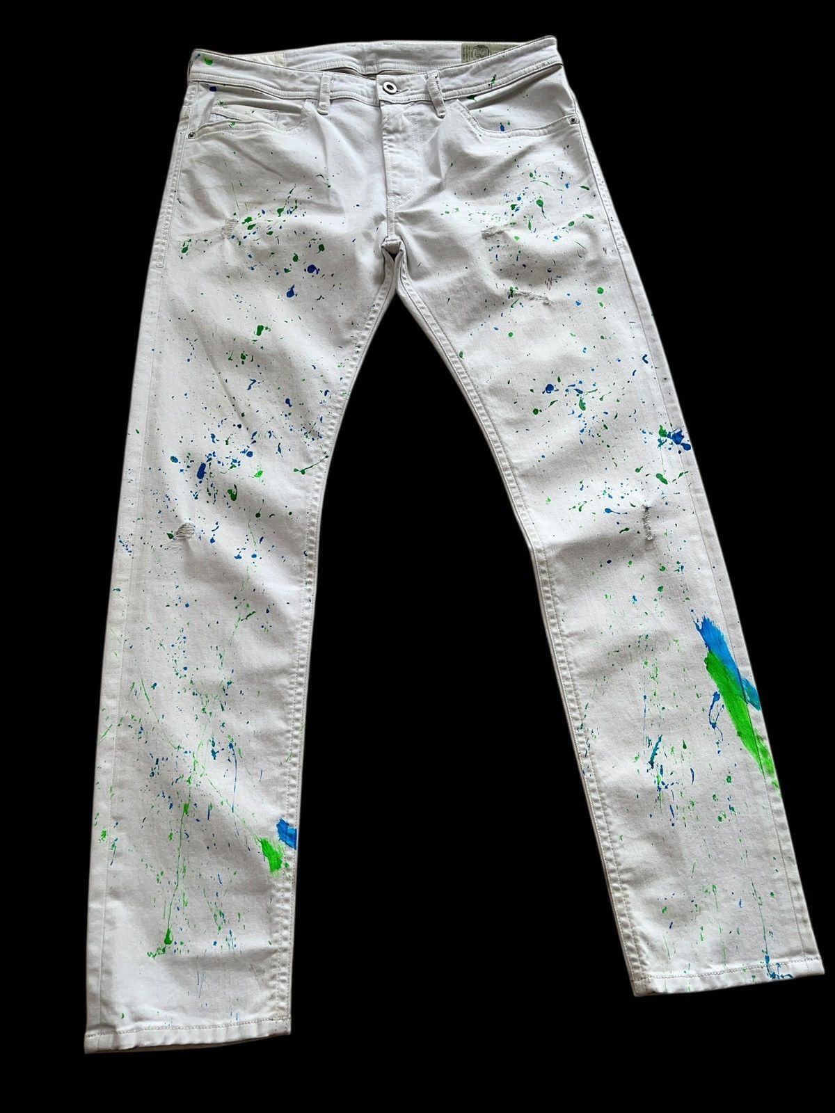 Diesel Diesel Thommer Slim-Skinny Paint Splatter Denim Size US 33 - 8 Thumbnail