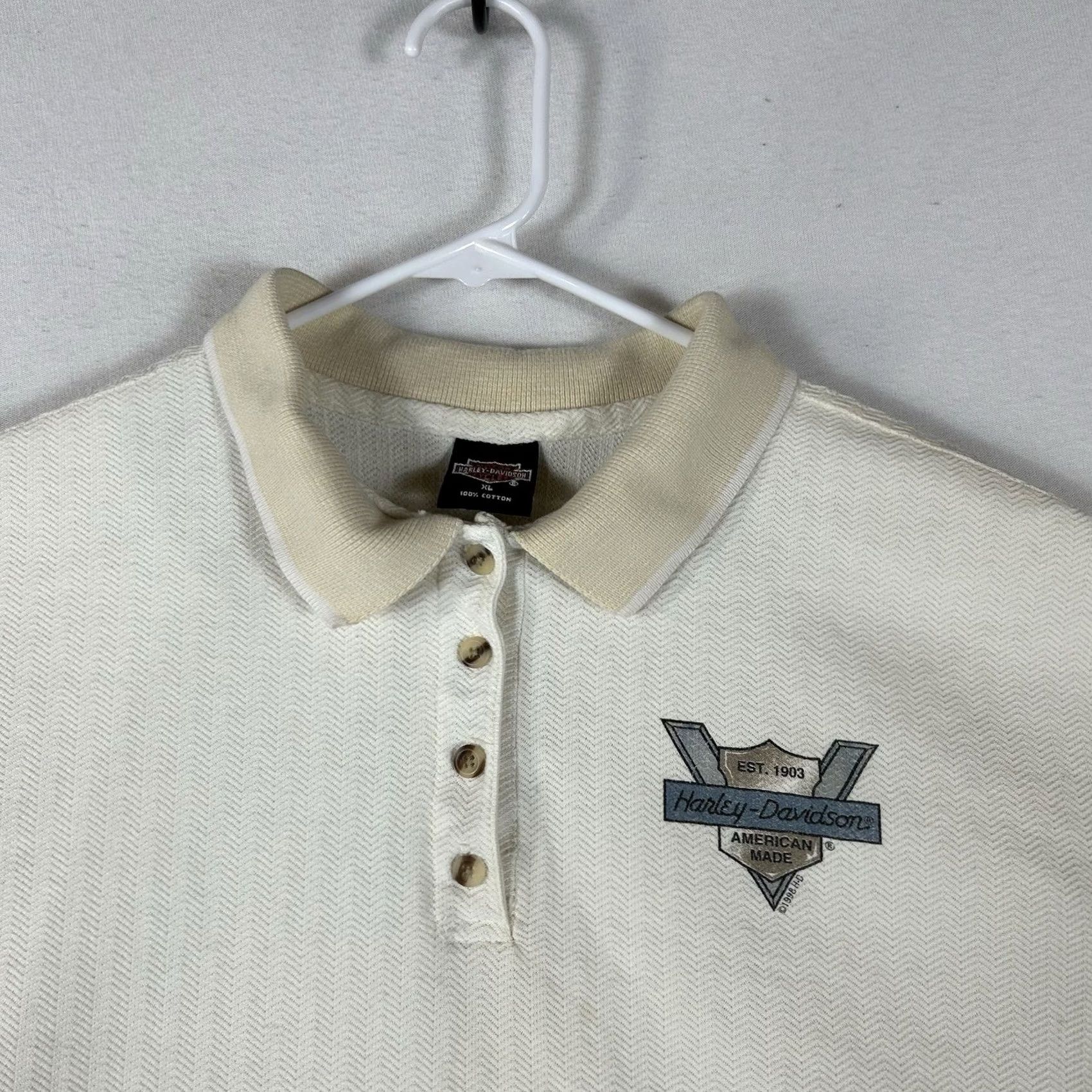 Harley Davidson VINTAGE Harley-Davidson Polo Shirt Mens XL Yellow Short Sleeve Stained Logo Motorcycle Polo Shirt Mens XL Yellow Stained Size US XL / EU 56 / 4 - 2 Thumbnail