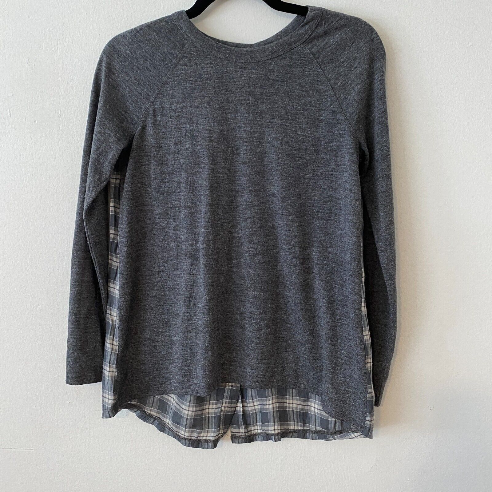 Other Ann Taylor Loft High Low Top Gray Blue Cream Plaid Button Size XS / US 0-2 / IT 36-38 - 10 Thumbnail