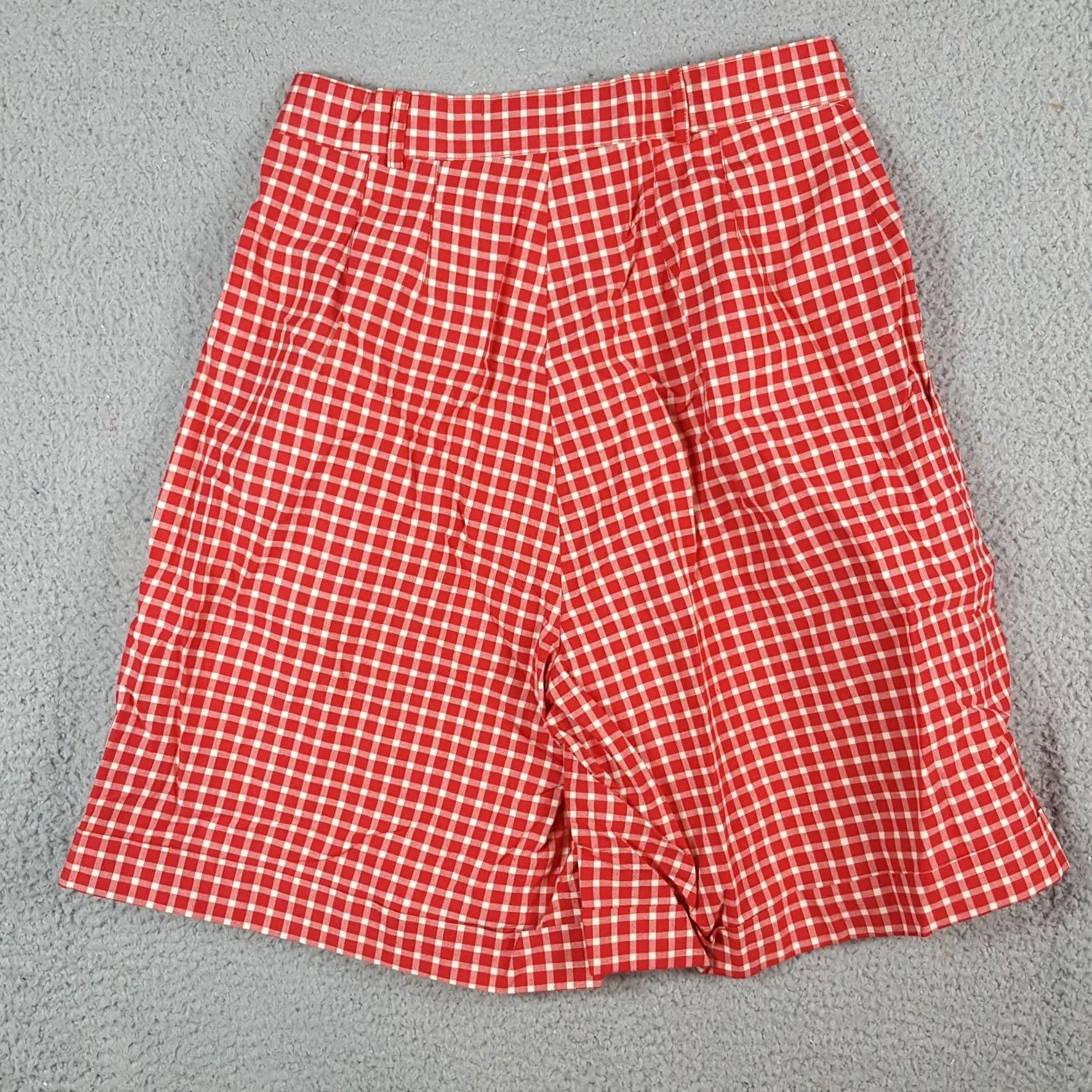 Etro VINTAGE Red Plaid Pleated Front Women's 8 Paperbag Shorts Size 30" / US 8 / IT 44 - 5 Thumbnail