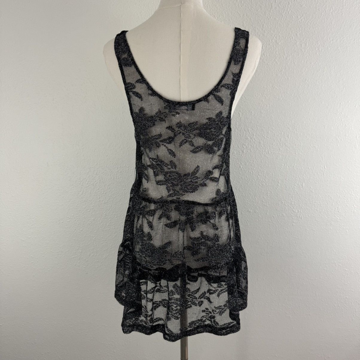 Other LOVE 2 BE LOVED Y2K Black Floral Edgy Sheer Mesh Tank Top Size L / US 10 / IT 46 - 5 Thumbnail