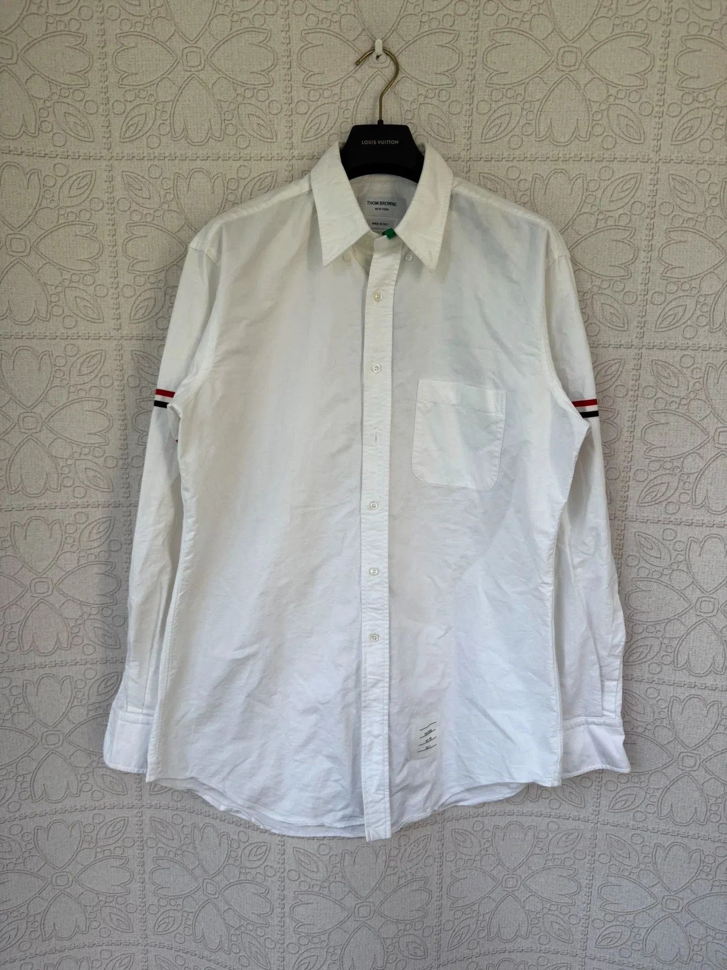 thom browne long sleeve shirt with double stripes.