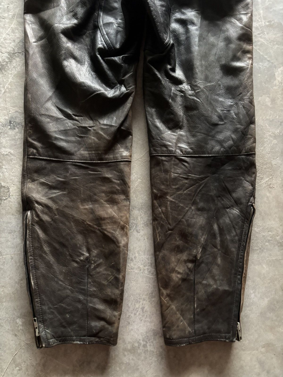 Japanese Brand KOMINE LEATHER PANT MOTORSPORT SUPER SICK FADED PATINA Size US 32 / EU 48 - 18 Thumbnail