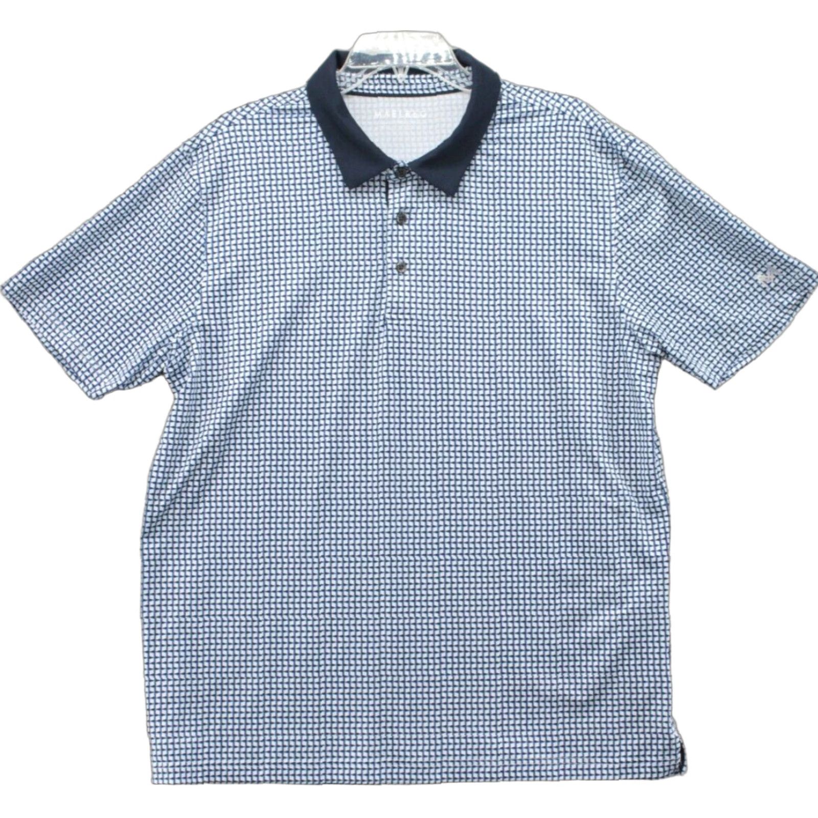 Vintage Maelreg Performance Polo Shirt Men L Blue White Stretch Golf Geometric Size US L / EU 52-54 / 3 - 1 Thumbnail