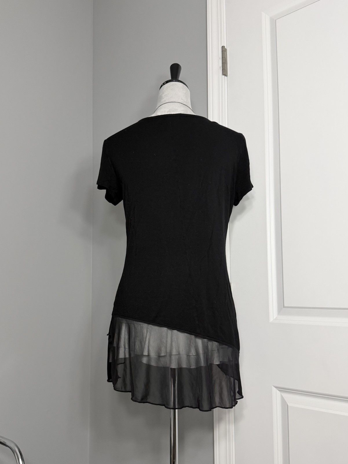 Other Black Short Sleeve Long Length Tunic Embellished Neckline Size M / US 6-8 / IT 42-44 - 7 Thumbnail