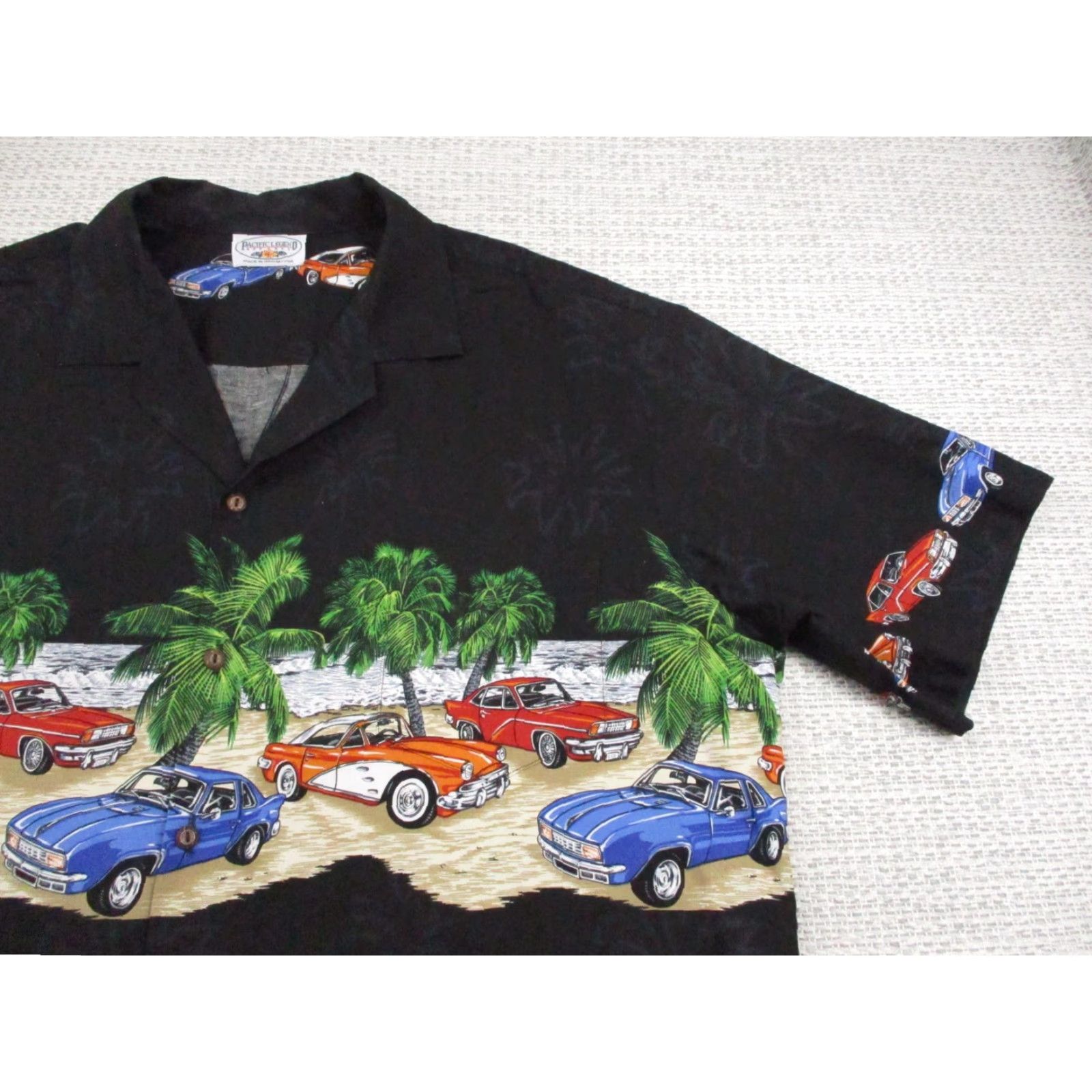 Vintage Pacific Legend Shirt Mens XL Black Hawaiian Retro Cars Palm Trees Aloha Size US XXL / EU 58 / 5 - 2 Thumbnail