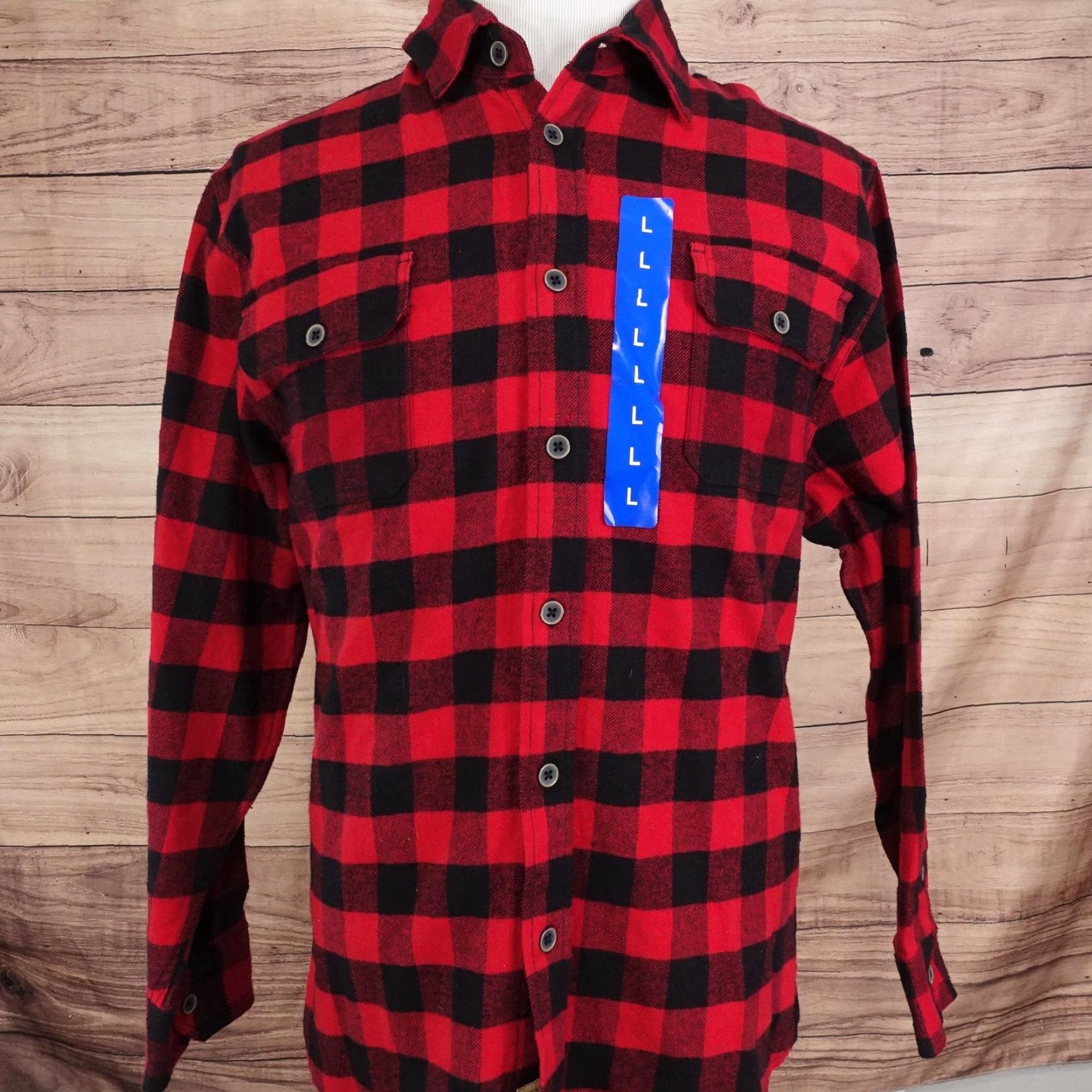 Lumberjack JACHS Shirt Mens L Red Buffalo Check Button-Up Flannel Cotton with Pockets Size US L / EU 52-54 / 3 - 3 Thumbnail