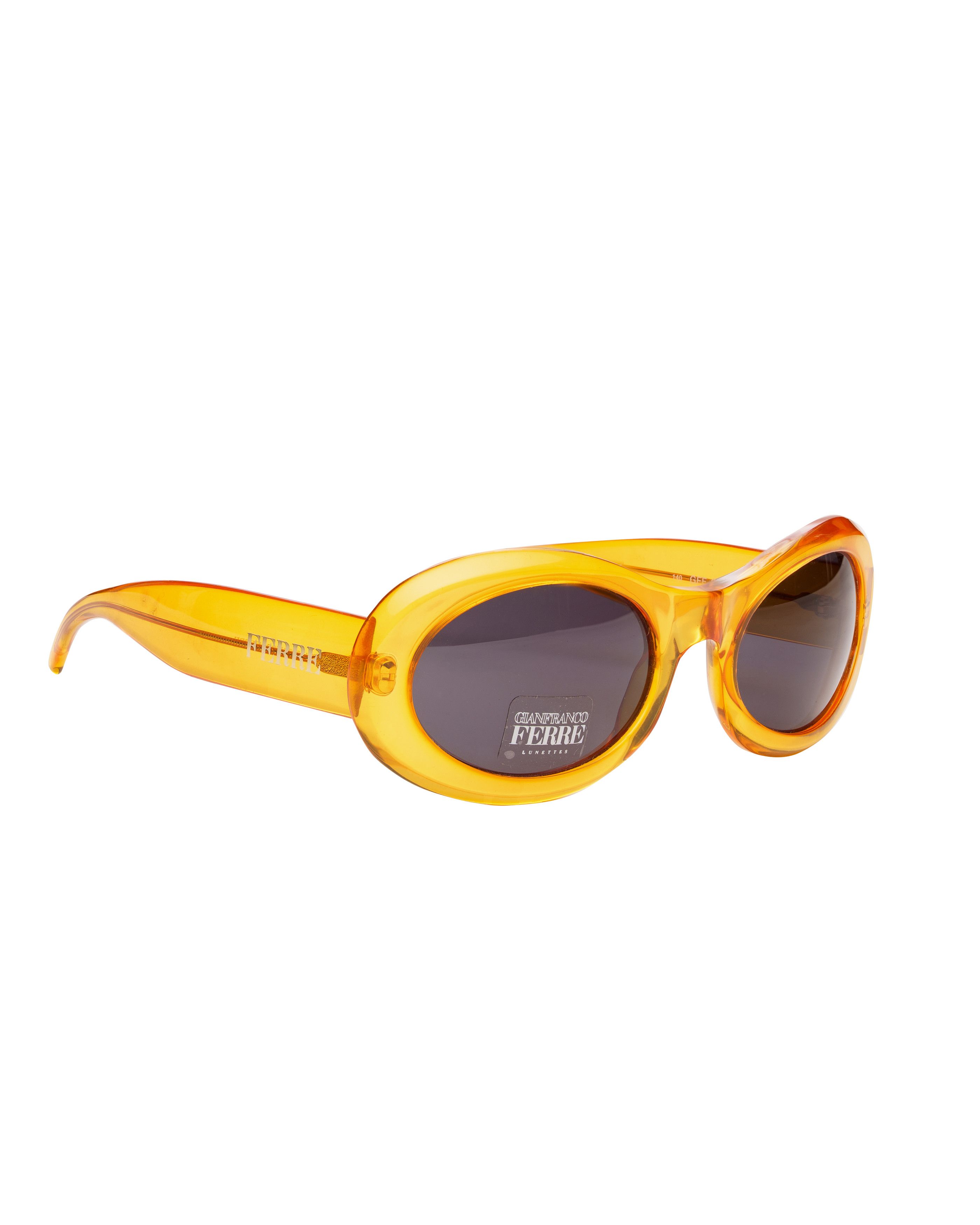 Gianfranco Ferre Gianfranco Ferre '90s Transparent Orange Round Sunglasses Size ONE SIZE - 1 Thumbnail