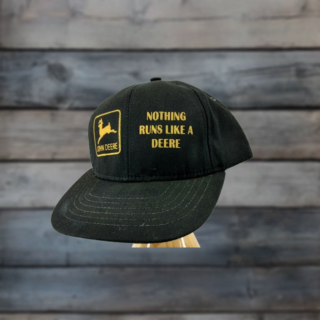 John Deere VINTAGE John Deere Black Snapback Trucker Hat USA Men Adjustable Size Size ONE SIZE - 1 Thumbnail