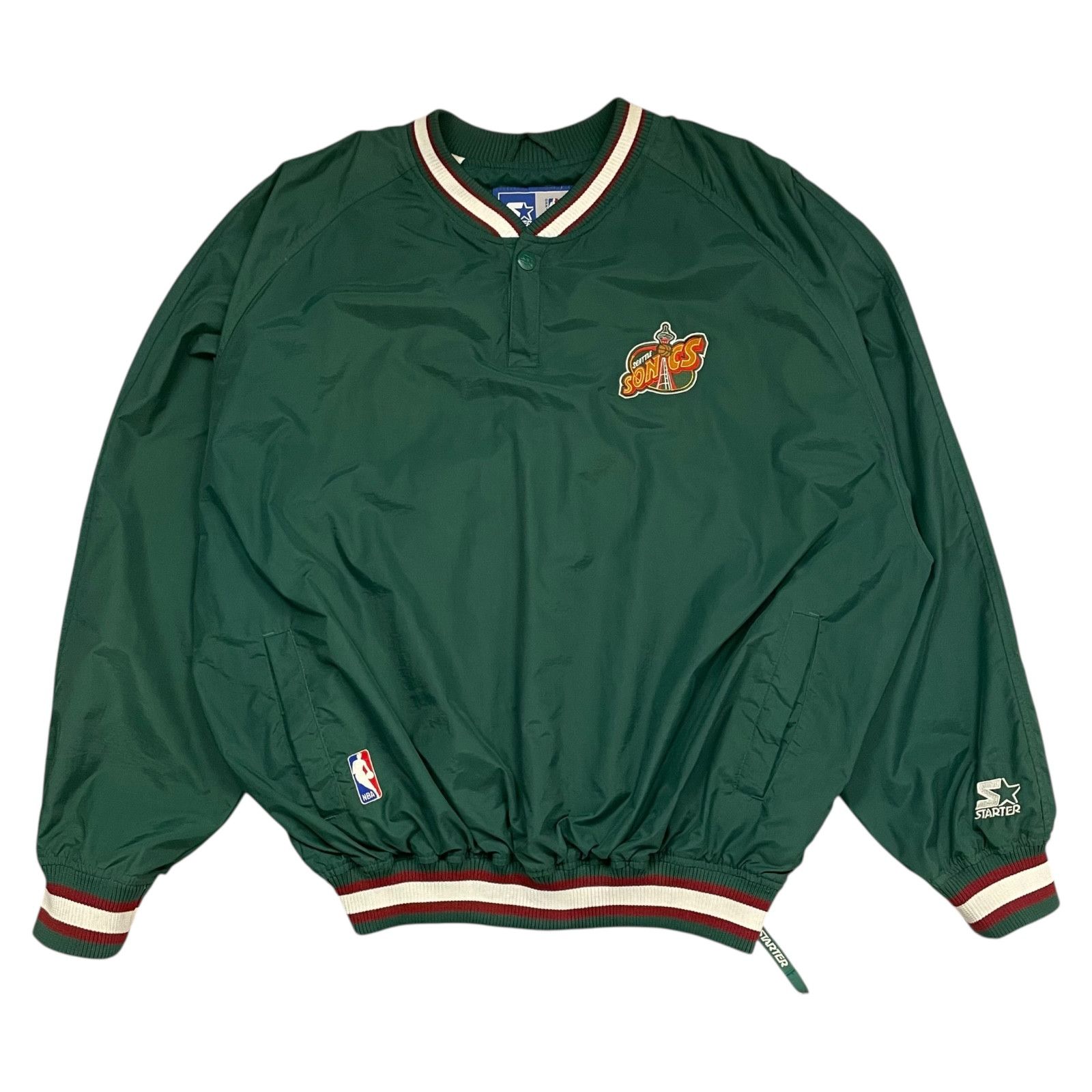 NBA VTG 90s SEATTLE SUPERSONICS STARTER PULLOVER JACKET Size US XL / EU 56 / 4 - 2 Thumbnail