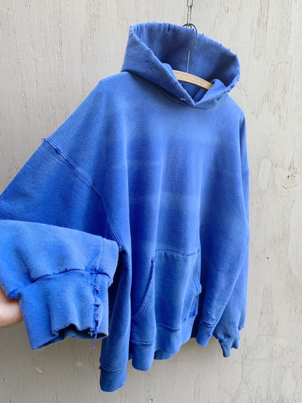 Vintage Thrashed Sun Faded Distressed BOXY Blank Hoodie ERD GRUNGE Size US L / EU 52-54 / 3 - 10 Thumbnail