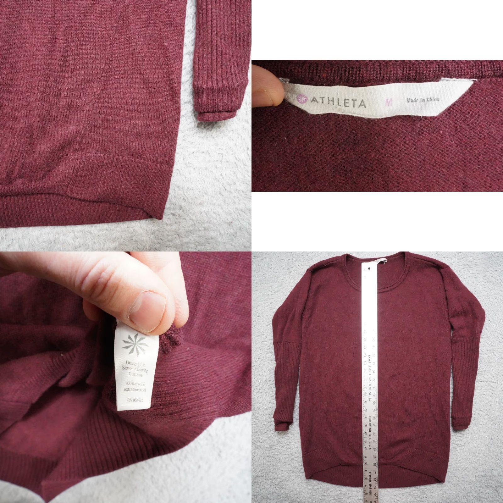 Athleta Athleta Merino Wool Sweater Womens M Red Crew Roll Cuff Thumb Holes Sweatshirt Pullover Cardigan Holiday Casual Activewear Winter Fall Spring Size M / US 6-8 / IT 42-44 - 8 Thumbnail