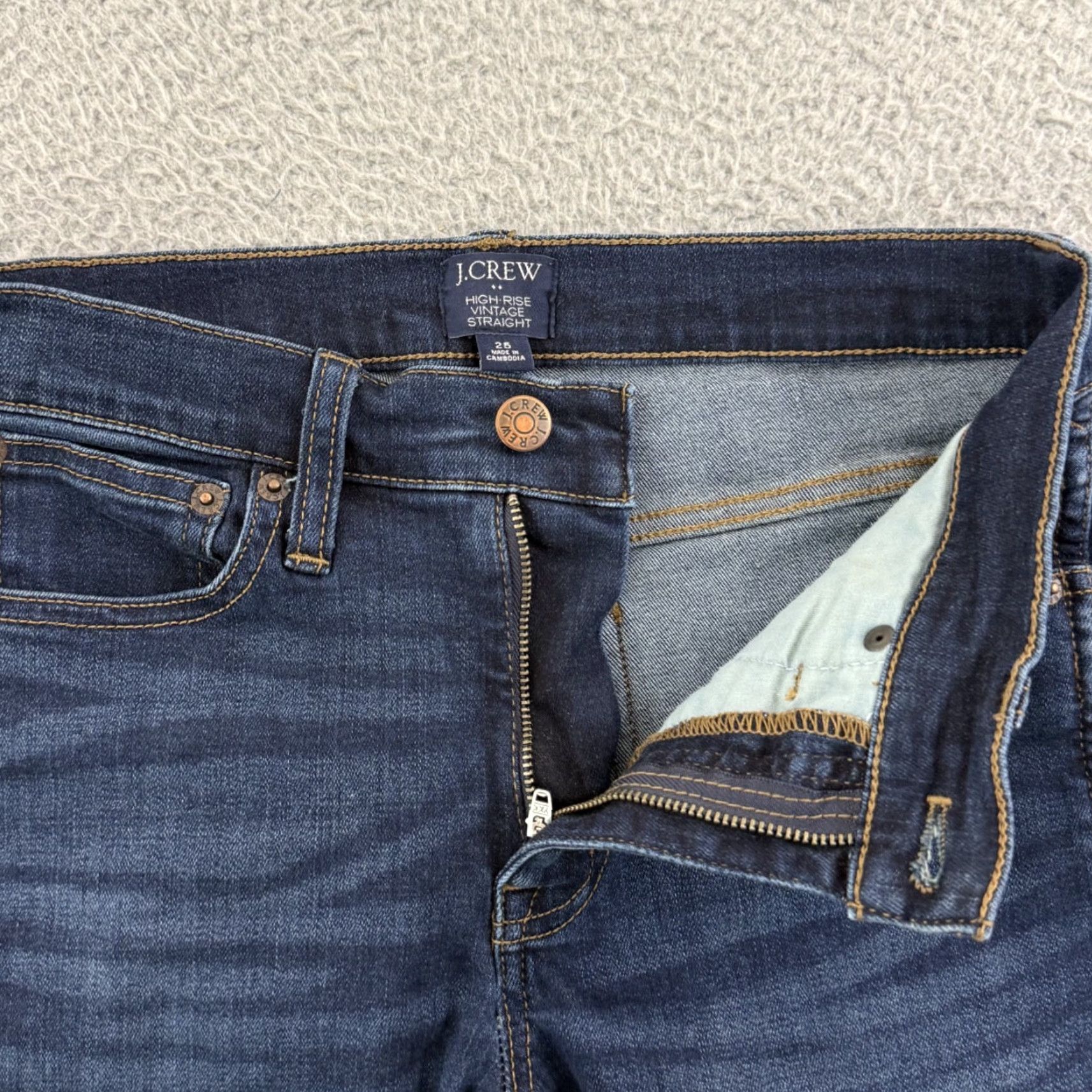 J.Crew VINTAGE J. CREW Jeans Women's 25 Blue Denim High Rise Straight Leg Zip Size 30" / US 8 / IT 44 - 4 Thumbnail