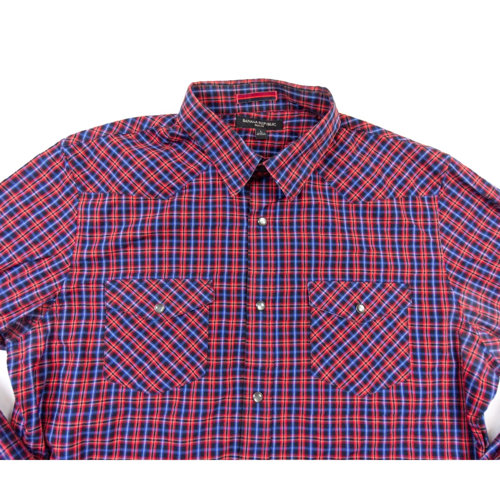 Banana Republic Banana Republic Slim Fit Snap Button Down Shirt Men's Large Multicolor Plaid Western Size US L / EU 52-54 / 3 - 2 Thumbnail