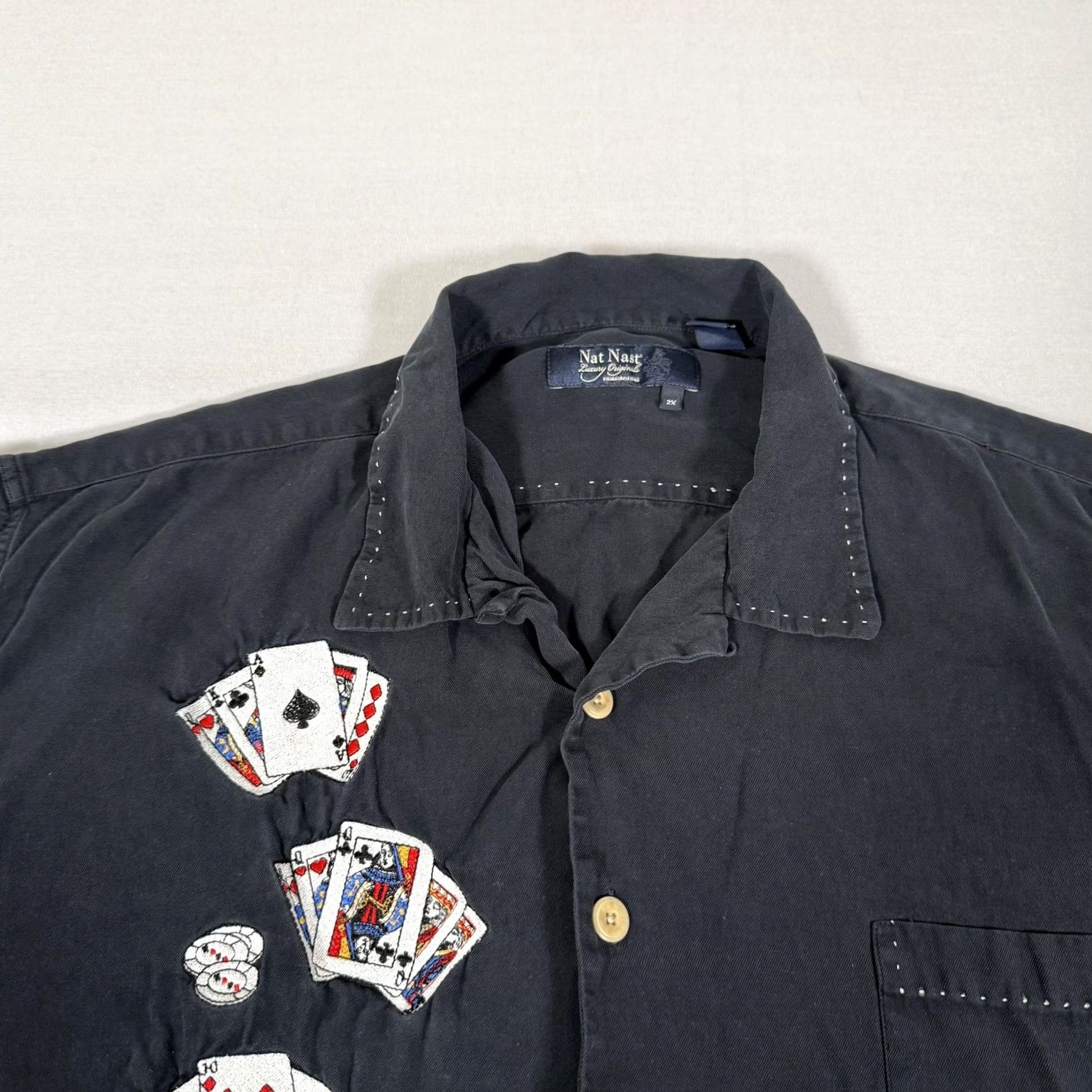 Nat Nast VINTAGE Nat Nast World Series of Poker Silk Button-Up Shirt Mens 2XL Black Embroidered Casino Poker Silk Button-Up Shirt Size US XXL / EU 58 / 5 - 2 Thumbnail