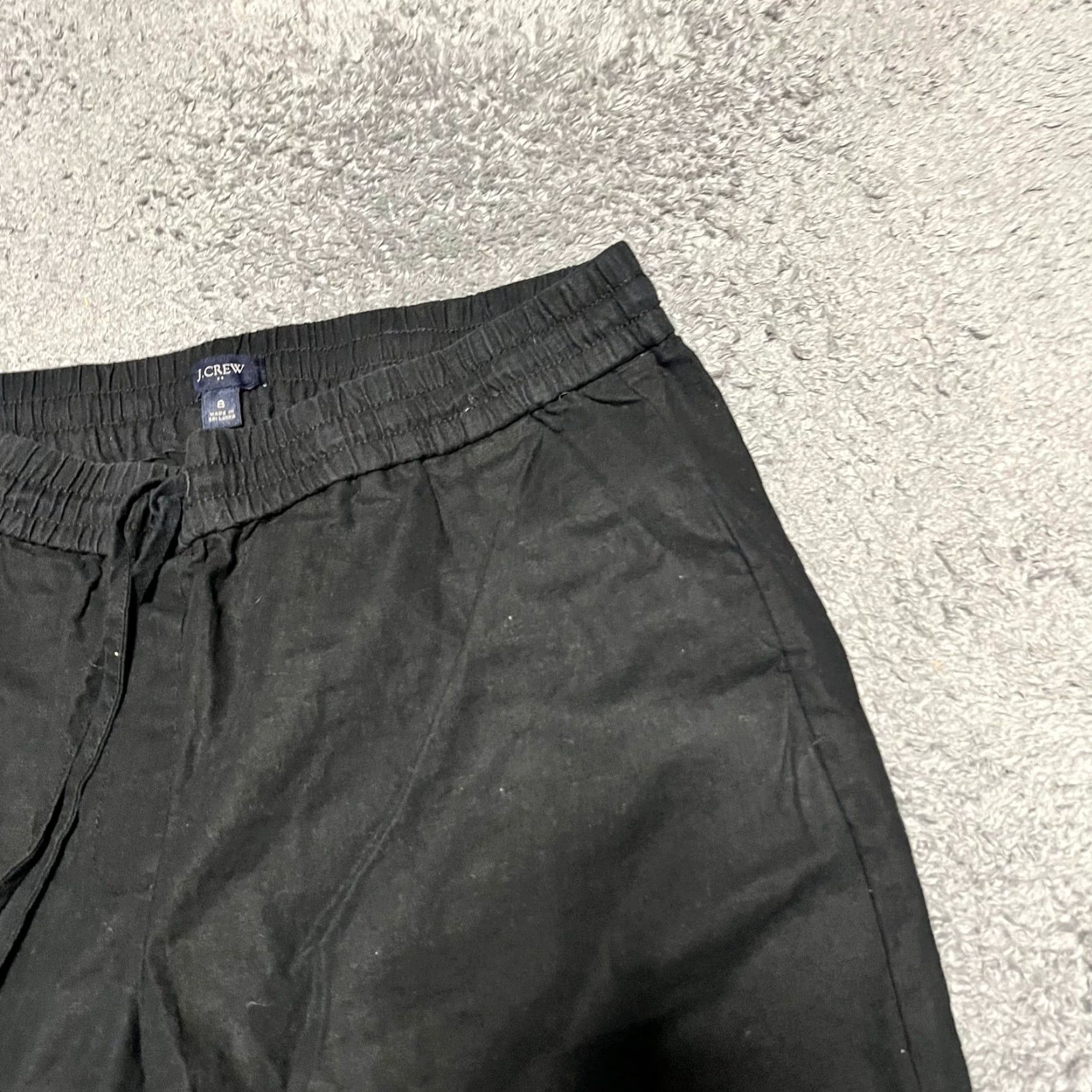 J.Crew J.CREW Pants Womens 8 Black Drawstring Linen Blend Straight Leg Cropped AW839 Size 30" / US 8 / IT 44 - 2 Thumbnail
