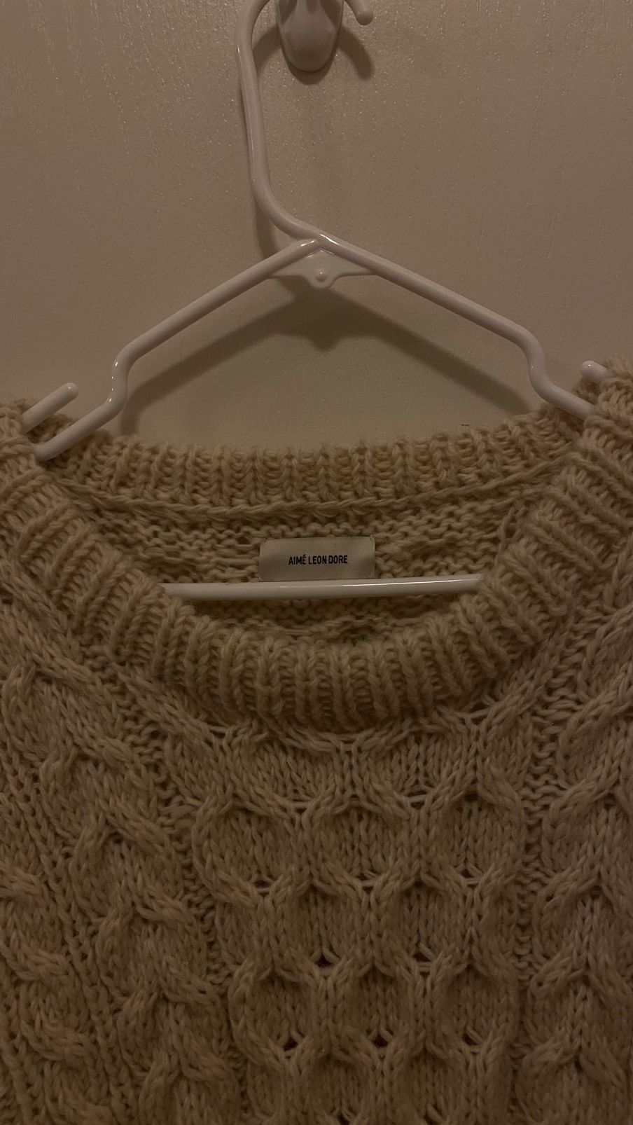Aime Leon Dore Aimé Leon Dore Cable Knit Fisherman Sweater Cream Size L Size US L / EU 52-54 / 3 - 2 Thumbnail