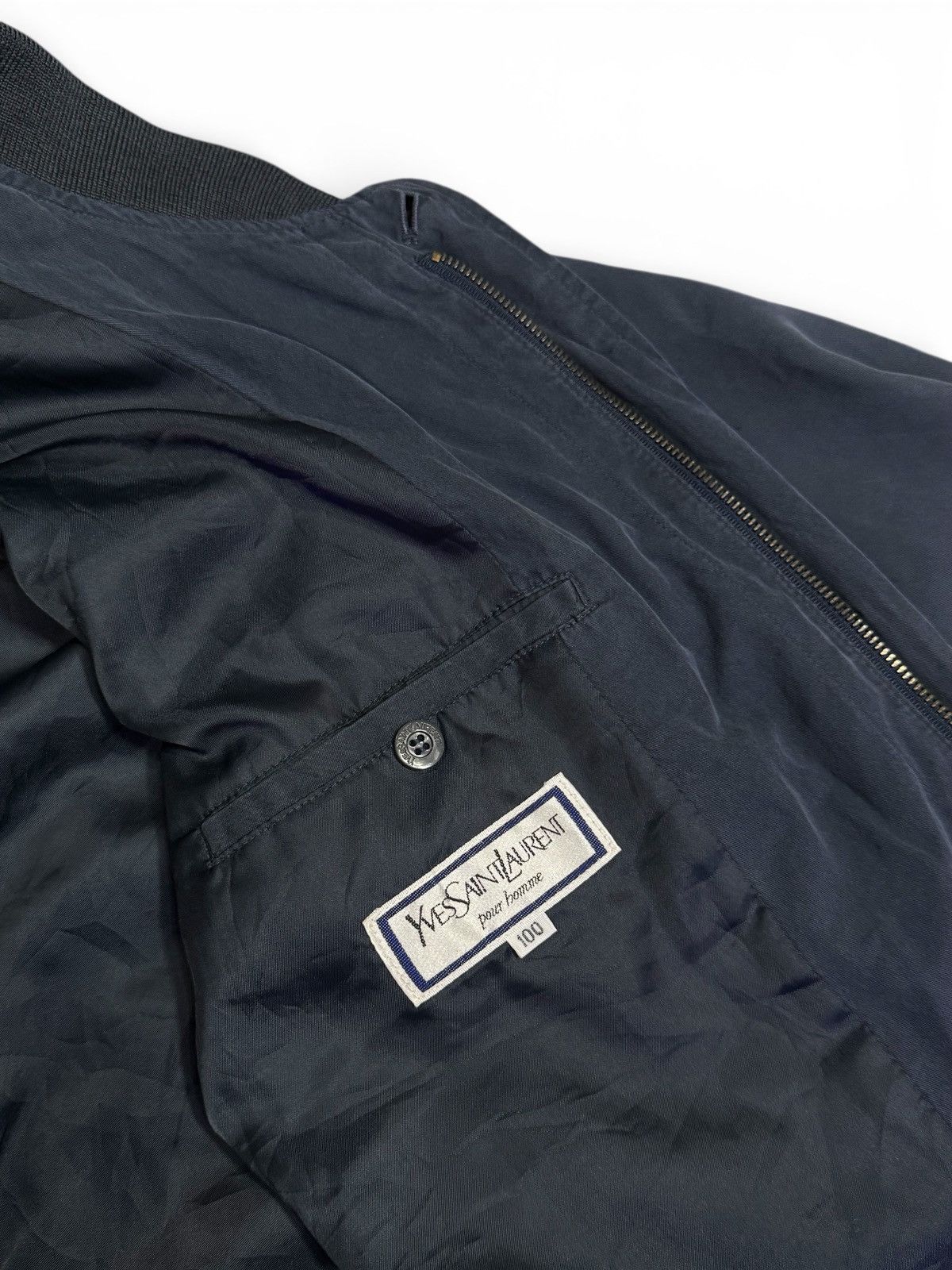Yves Saint Laurent 👑 Yves Saint Laurent YSL Navy Bomber Jacket Size US L / EU 52-54 / 3 - 5 Thumbnail