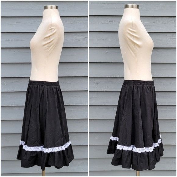 Vintage Vintage 70s Malco Modes Black Full Circle Square Dancing Ruf Size 30" / US 8 / IT 44 - 2 Thumbnail