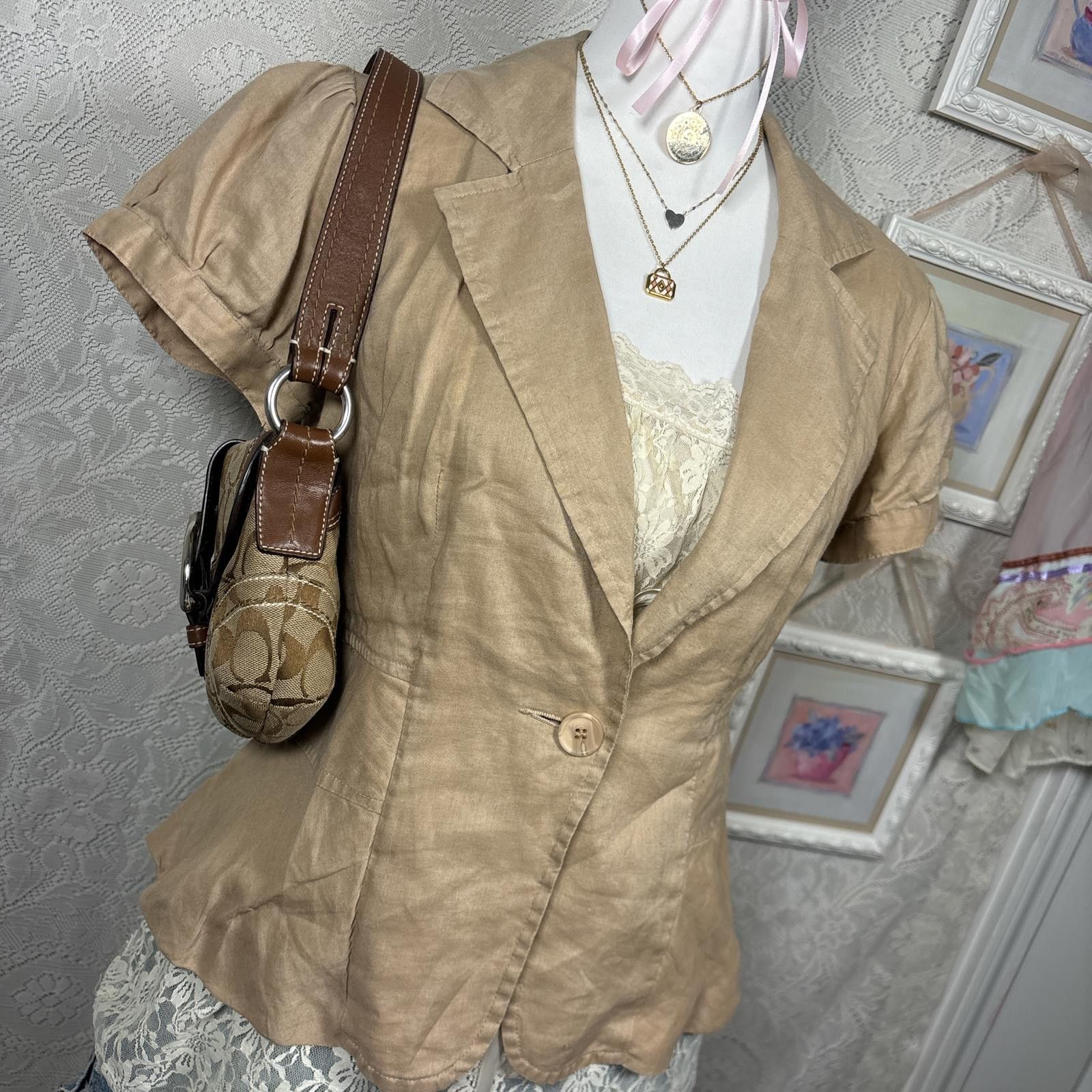 Other y2k office siren linen fitted blazer blouse top Size S / US 4 / IT 40 - 3 Thumbnail