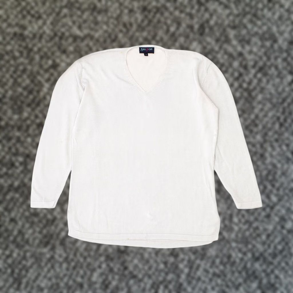 Vintage VINTAGE BALLOON Womens Jumper Sweater Grey Viscose Medium UK 14 V-Neck Size M / US 6-8 / IT 42-44 - 1 Thumbnail