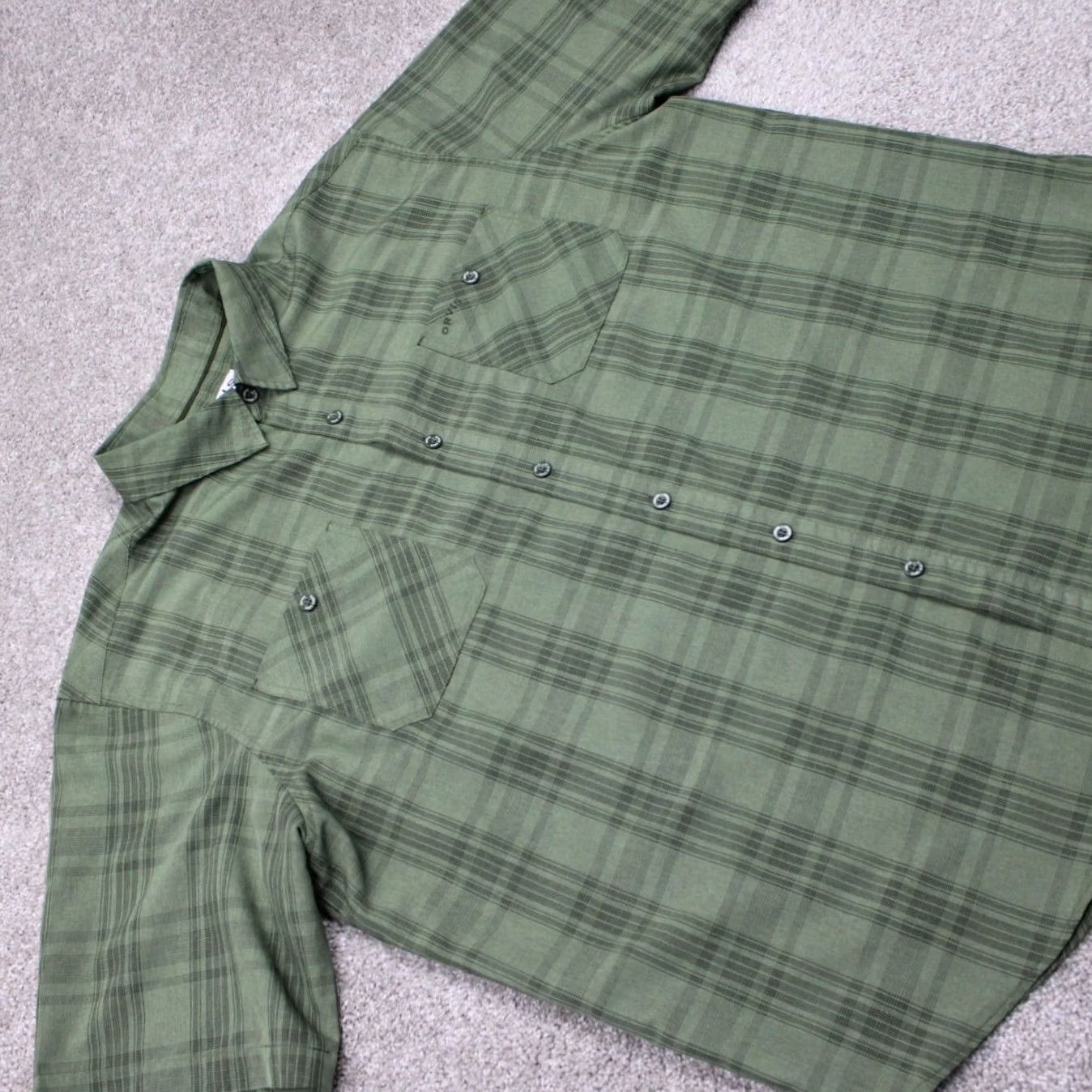 Orvis Orvis Shirt Mens 2XL Green Quick Dry Short Sleeve Button-Up Pockets Polyester Sportsman Theme Classic Outdoor Size US XXL / EU 58 / 5 - 7 Thumbnail