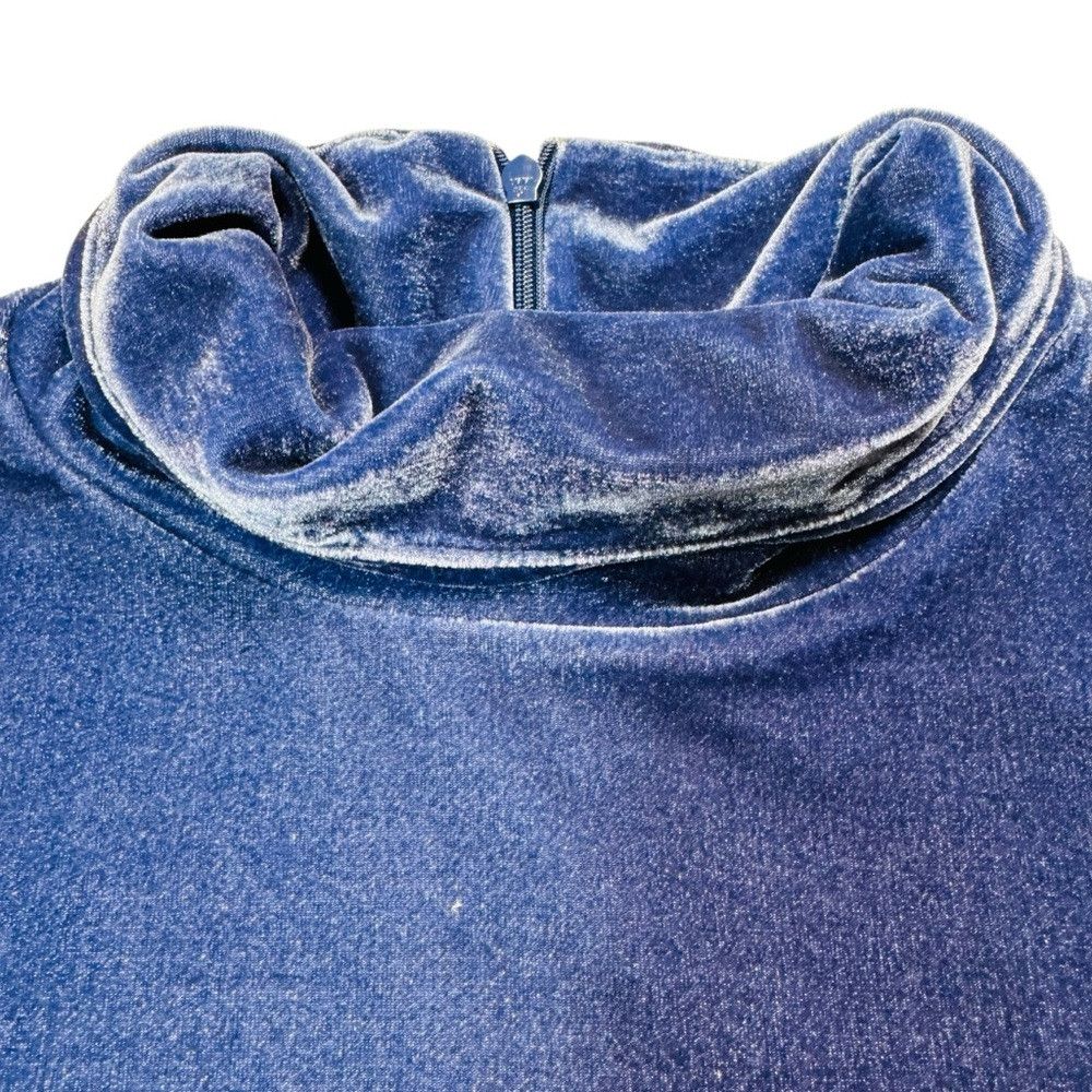 Soft Surroundings Soft Surroundings Velvet Long Sleeve High Neck Blue Top Siz Size L / US 10 / IT 46 - 5 Thumbnail