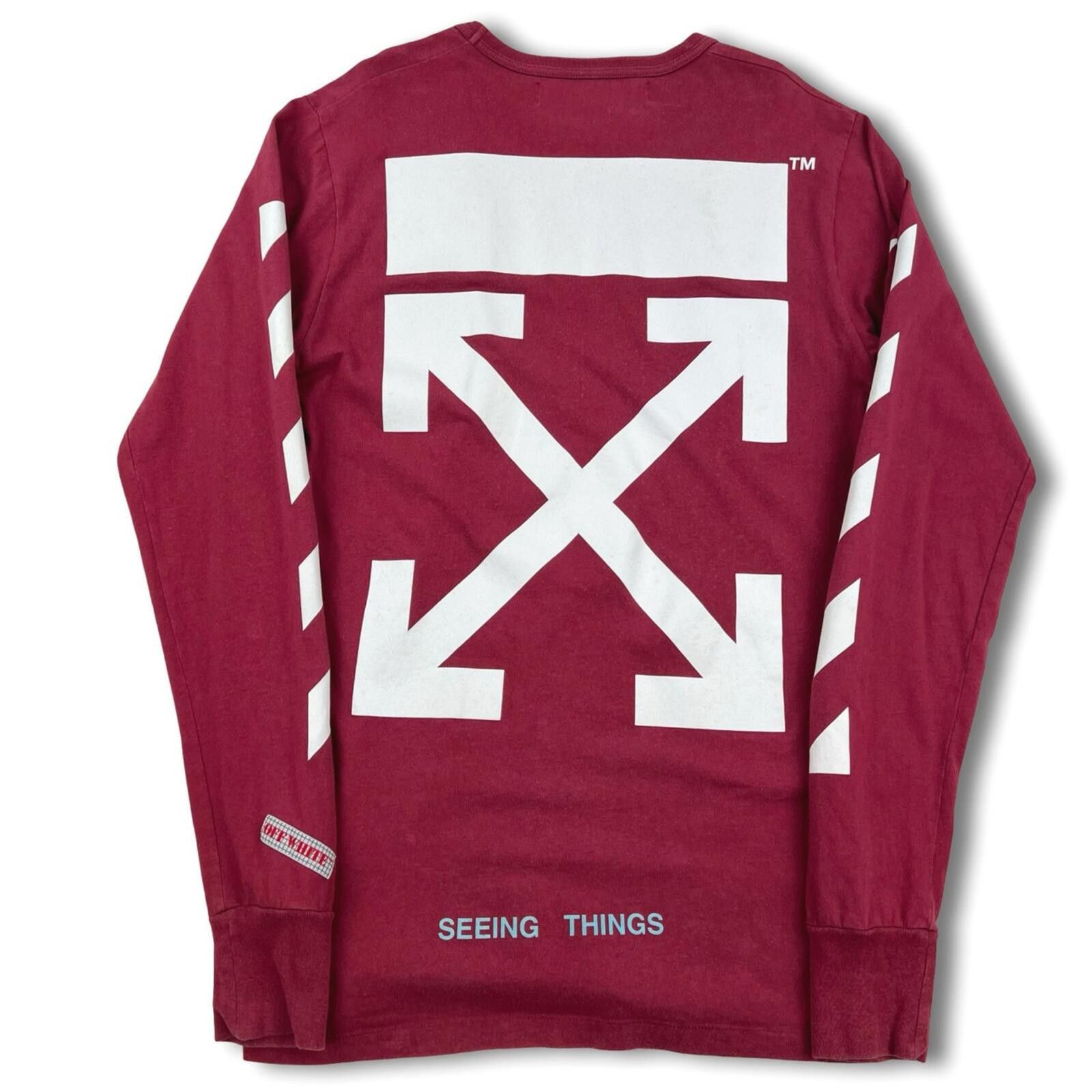 Off-White Off-White Burgundy Arrows Long Sleeve T Shirt Size US S / EU 44-46 / 1 - 2 Thumbnail
