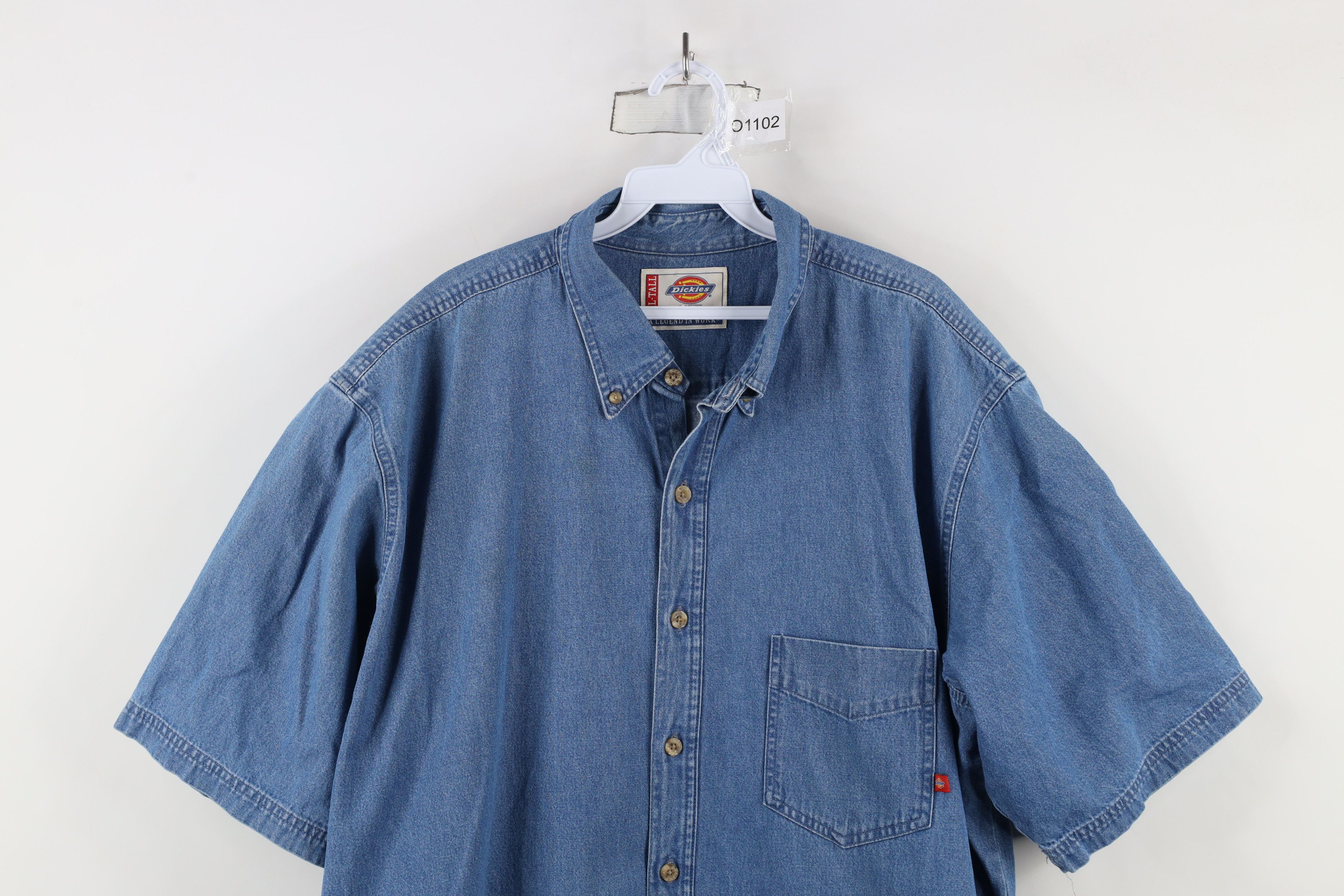 Dickies × Vintage Vintage Dickies Short Sleeve Denim Jean Button Down Shirt Size US XXL / EU 58 / 5 - 2 Thumbnail