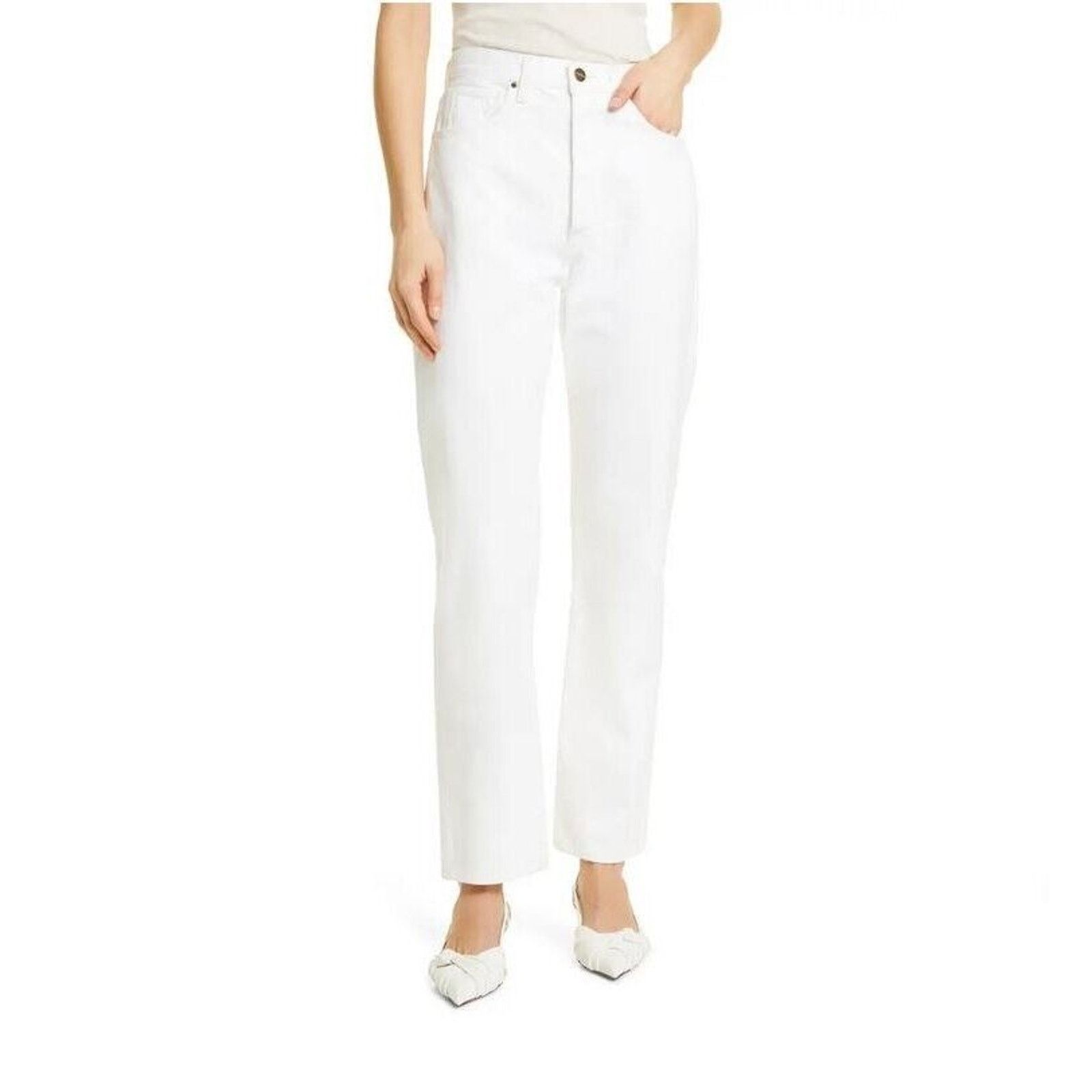 GOLDSIGN Goldsign Women White Denim Calla Straight Leg Jeans Size 27 Size 27" / US 4 / IT 40 - 1 Thumbnail