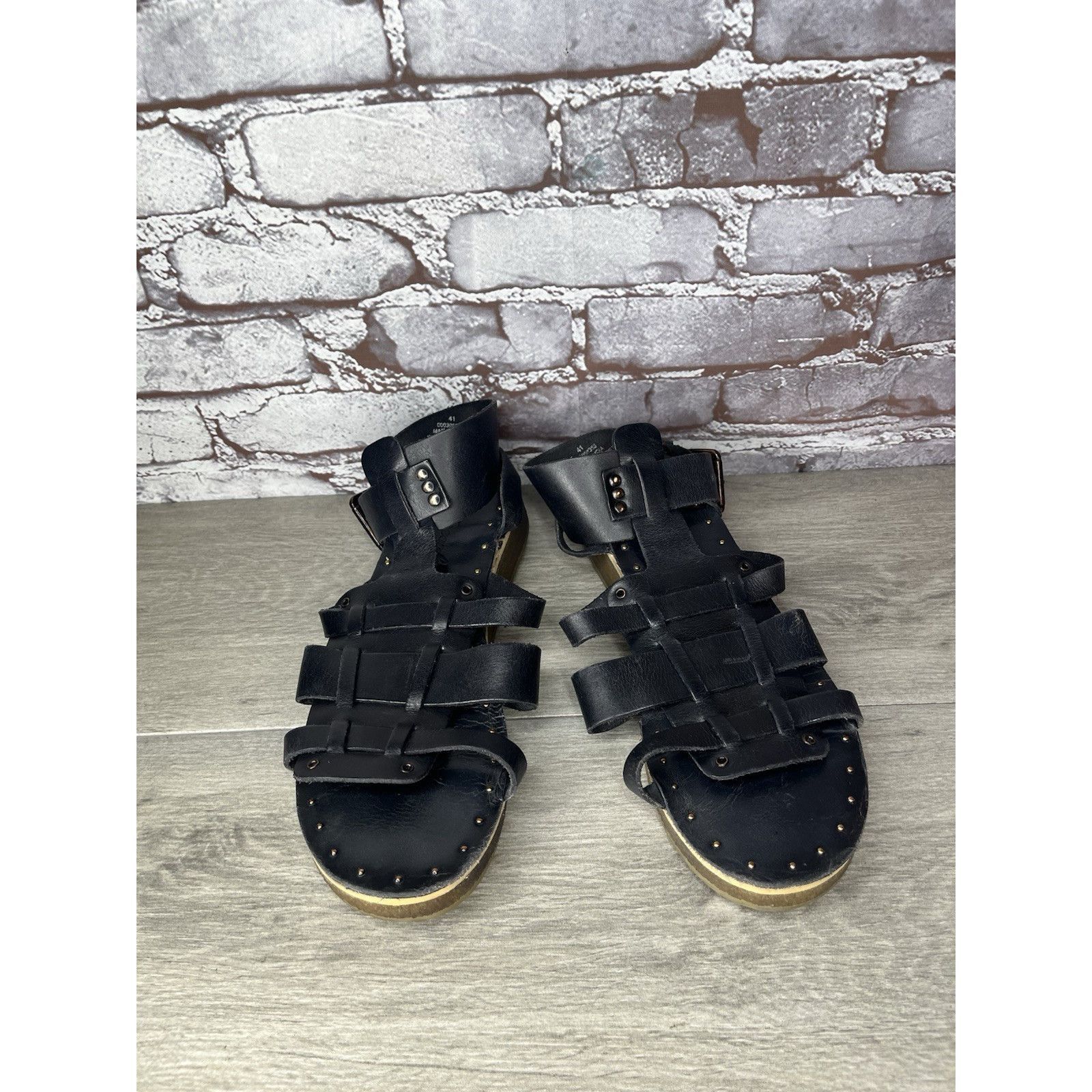 Free People Free People Marianne Black Leather Platform Gladiator Strapp Size US 10.5 / IT 40.5 - 4 Thumbnail