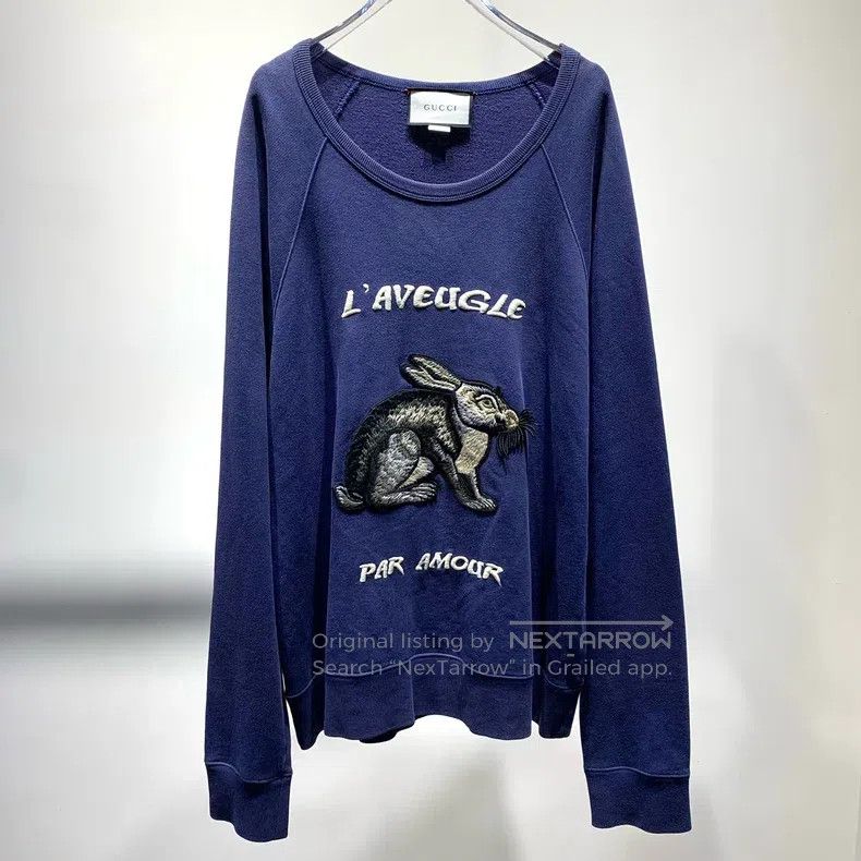 Gucci Gucci Rabbit embroidered blue sweatshirt Size US L / EU 52-54 / 3 - 2 Thumbnail