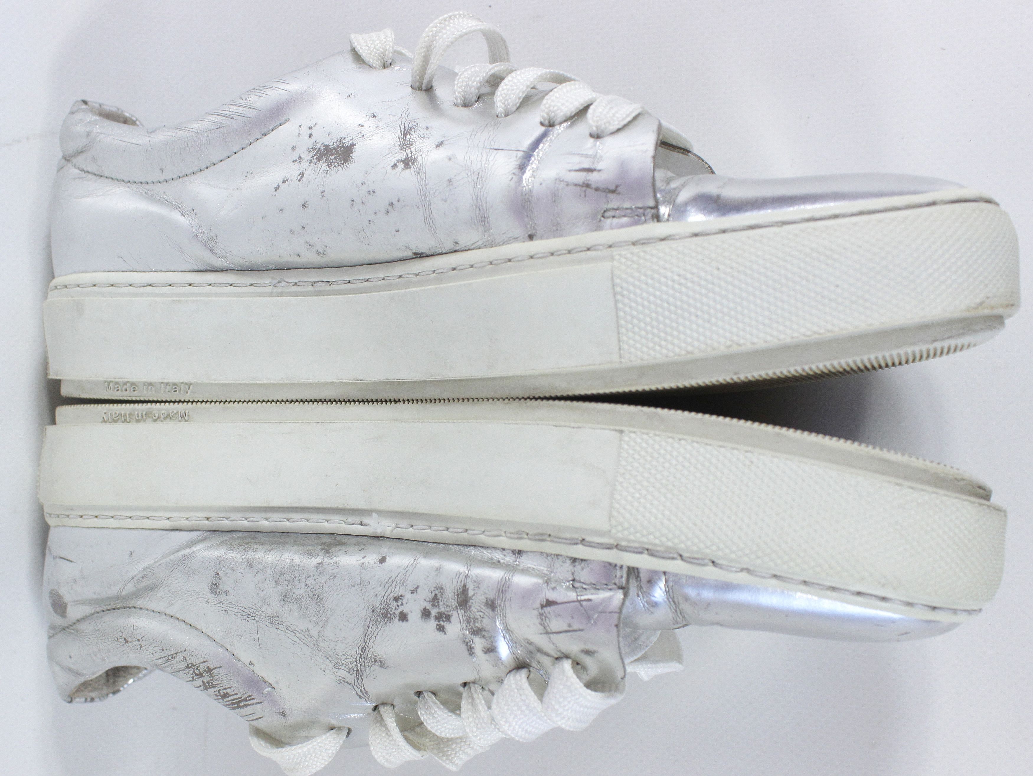 Acne Studios Silver Patent Leather Low Sneakers Size US 7 / IT 37 - 6 Thumbnail