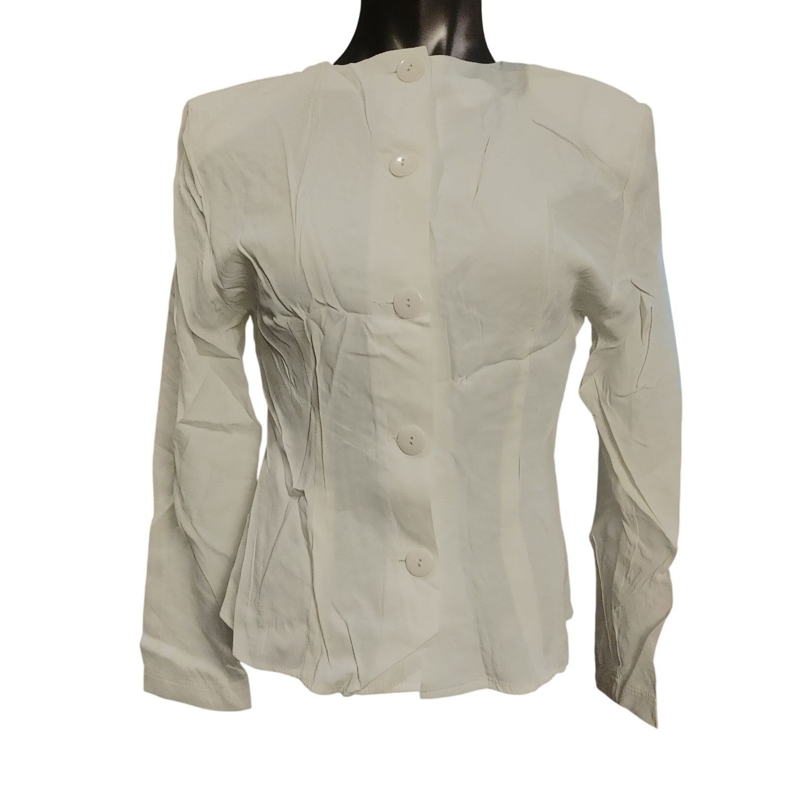 Other Mirrors Women's L White Bedazzled Lace Back Button Front Top Size L / US 10 / IT 46 - 1 Thumbnail