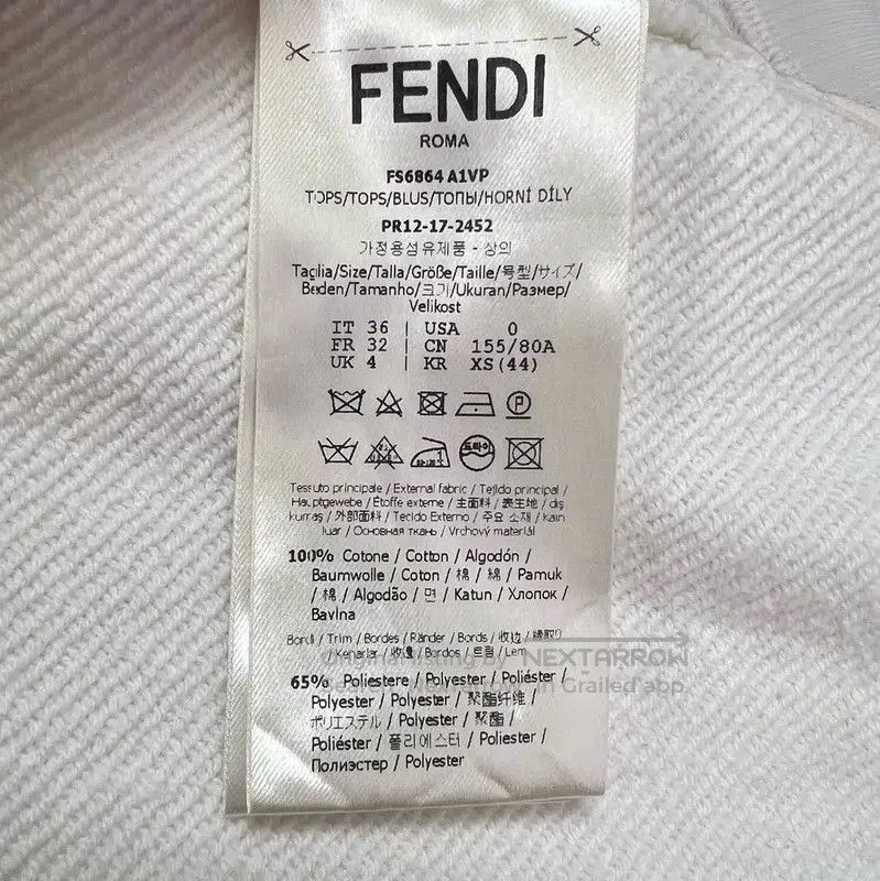 Fendi Fendi Women's White Cotton Long Sleeve Sweatshirt . Size XS / US 0-2 / IT 36-38 - 7 Thumbnail