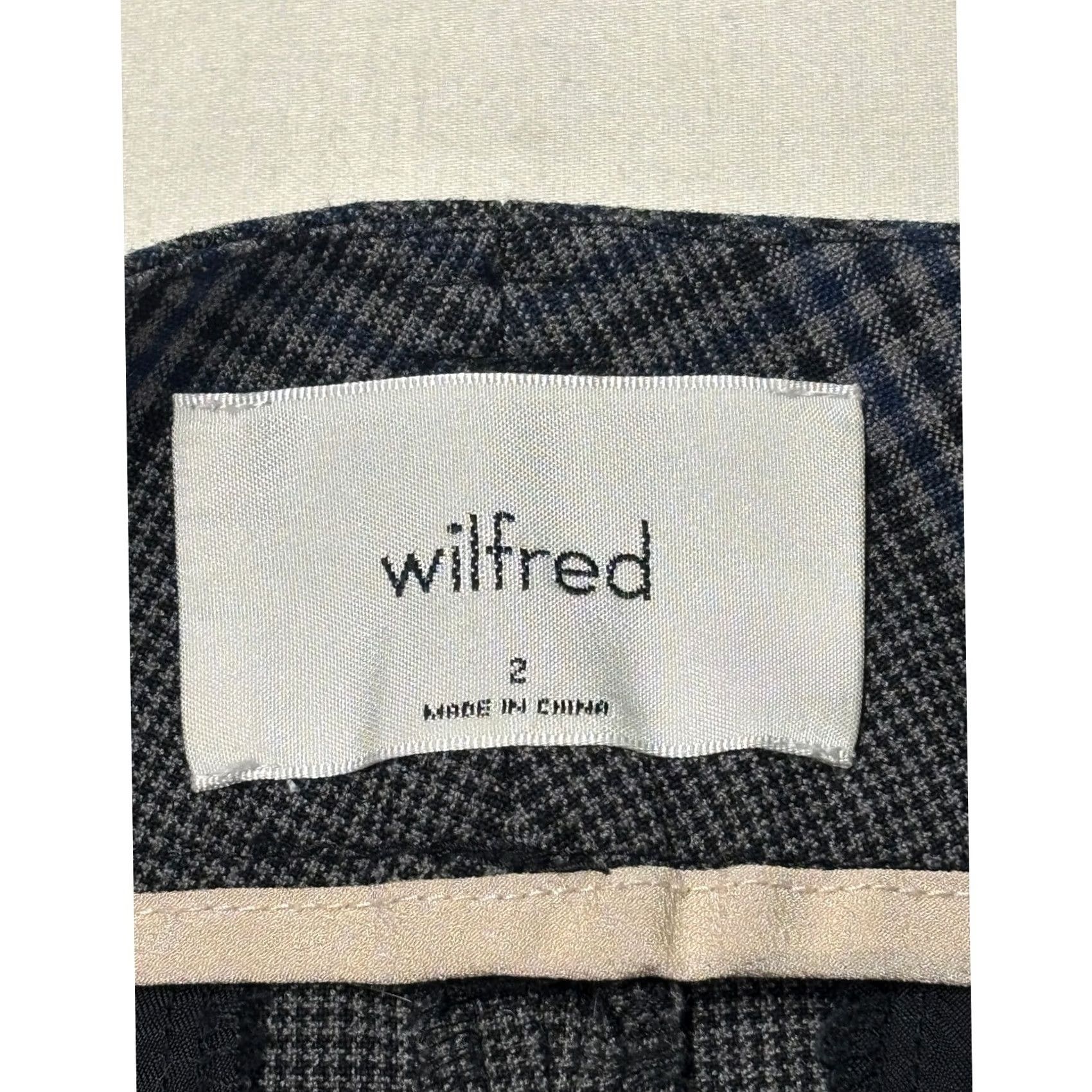 Vintage Wilfred Aritzia Plaid Wide Leg Trousers Womens 2 W26 L26 Grey Blue Glen Check Size ONE SIZE - 3 Thumbnail