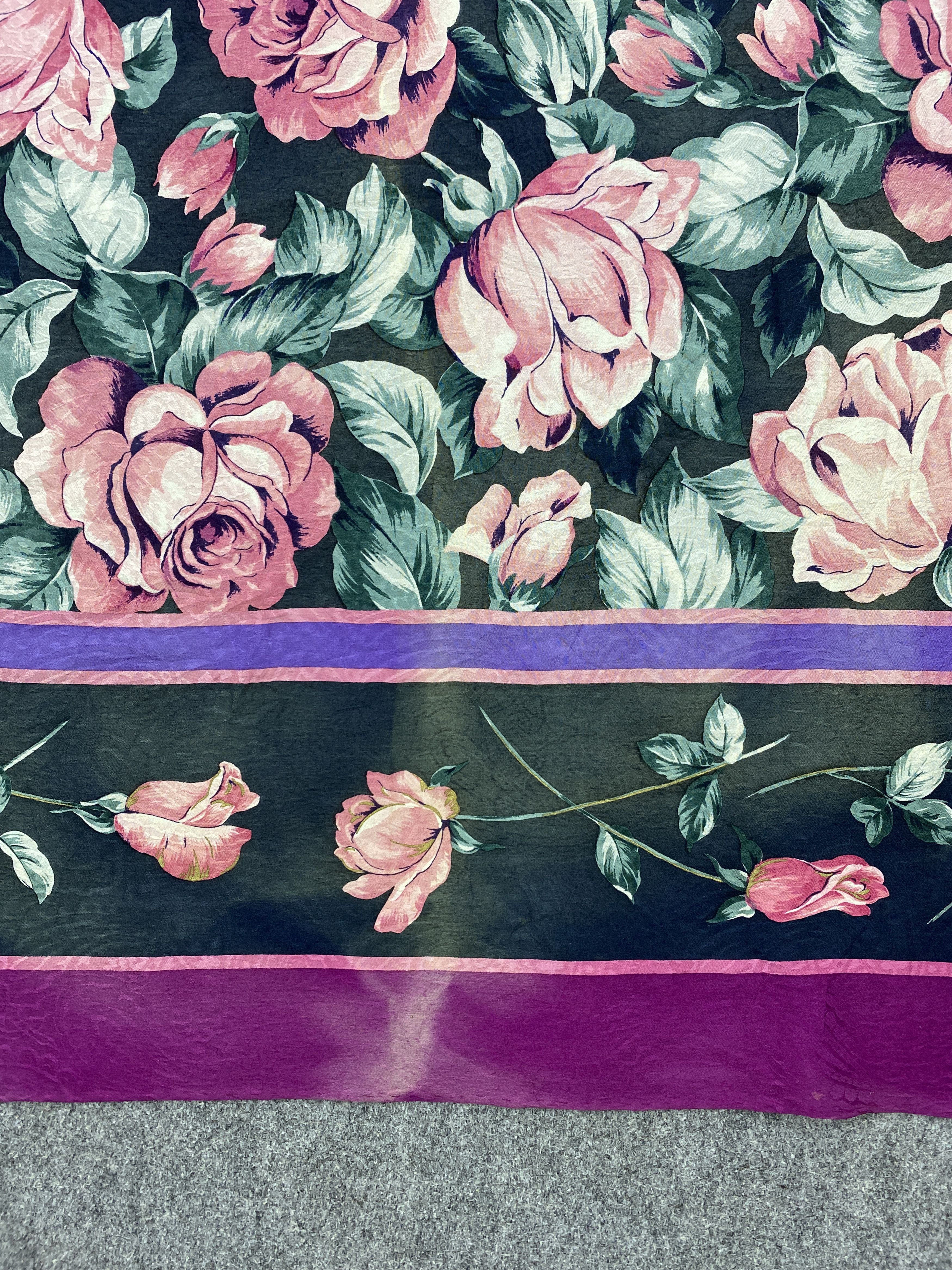 Lui di Lancetti Vintage 80s Lancetti Floral Silk Scarf SN0097 Size ONE SIZE - 6 Thumbnail