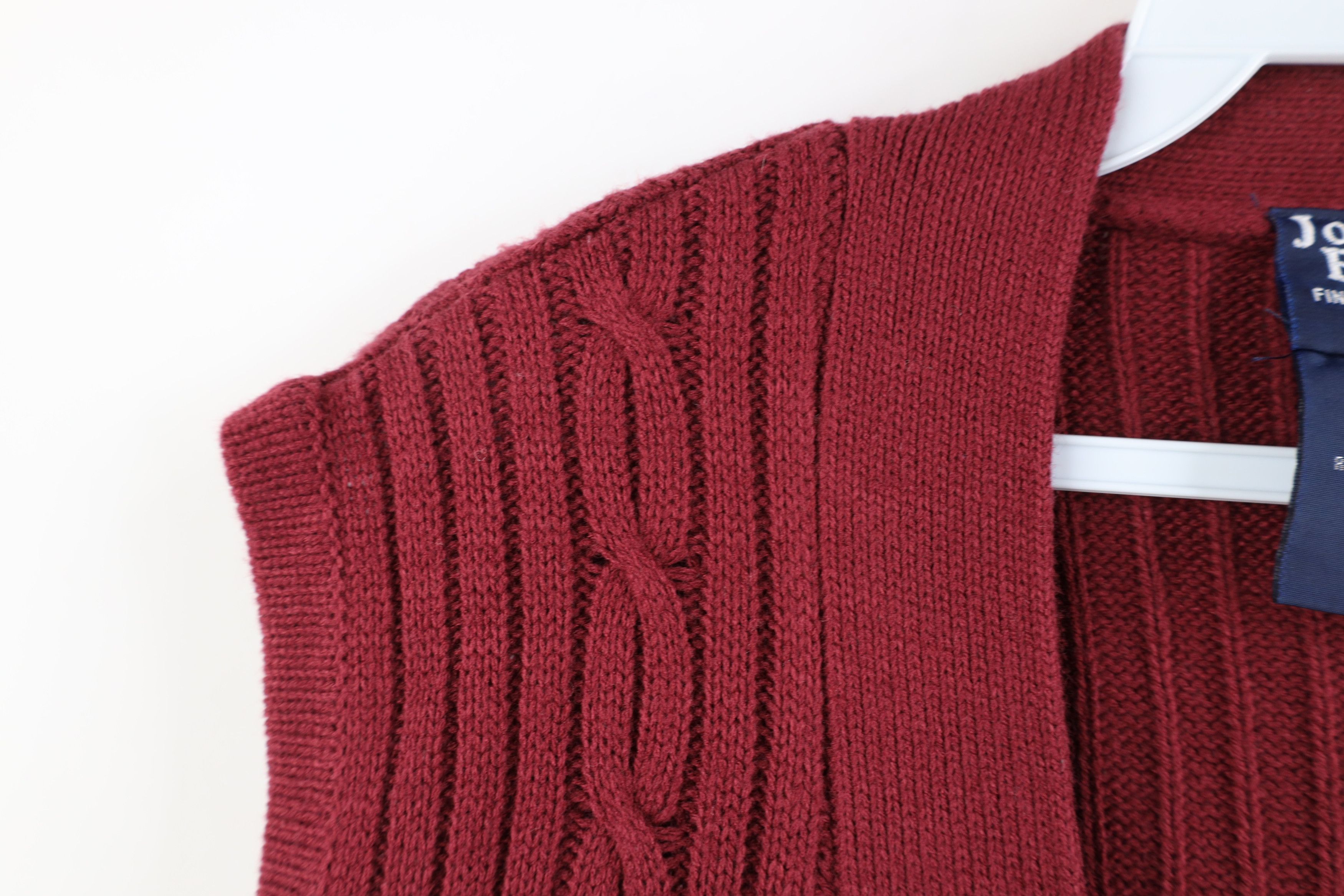 Vintage Vintage 90s Streetwear Cable Knit Fisherman Sweater Vest Red Size US L / EU 52-54 / 3 - 4 Thumbnail