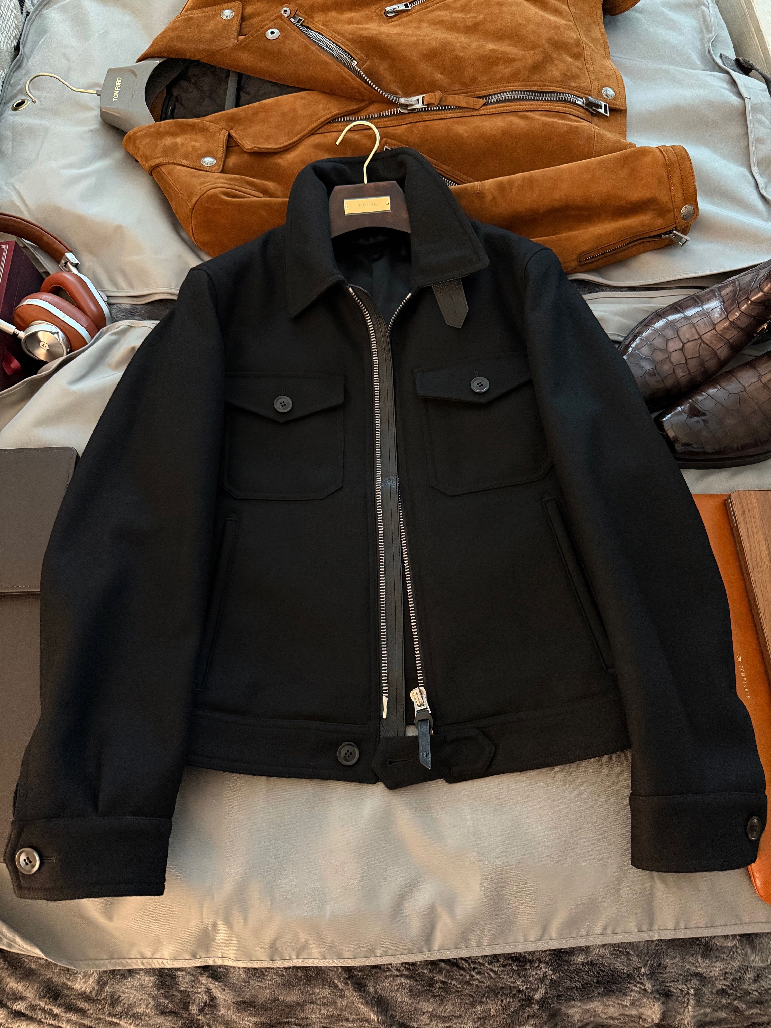 Tom Ford Ultimate Rare $5,400 w/tax Wool / Leather Accent Jacket Size US M / EU 48-50 / 2 - 3 Thumbnail