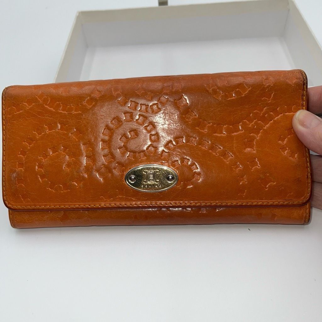 Celine CELINE RARE Embossed Macadam Long Leather Wallet with full inclusion Size ONE SIZE - 1 Thumbnail