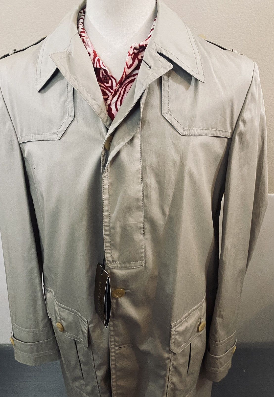 Gucci Gucci 🇮🇹 Stone Khaki Guccissima Lined Mackintosh Coat 48 NWT Size US M / EU 48-50 / 2 - 4 Thumbnail