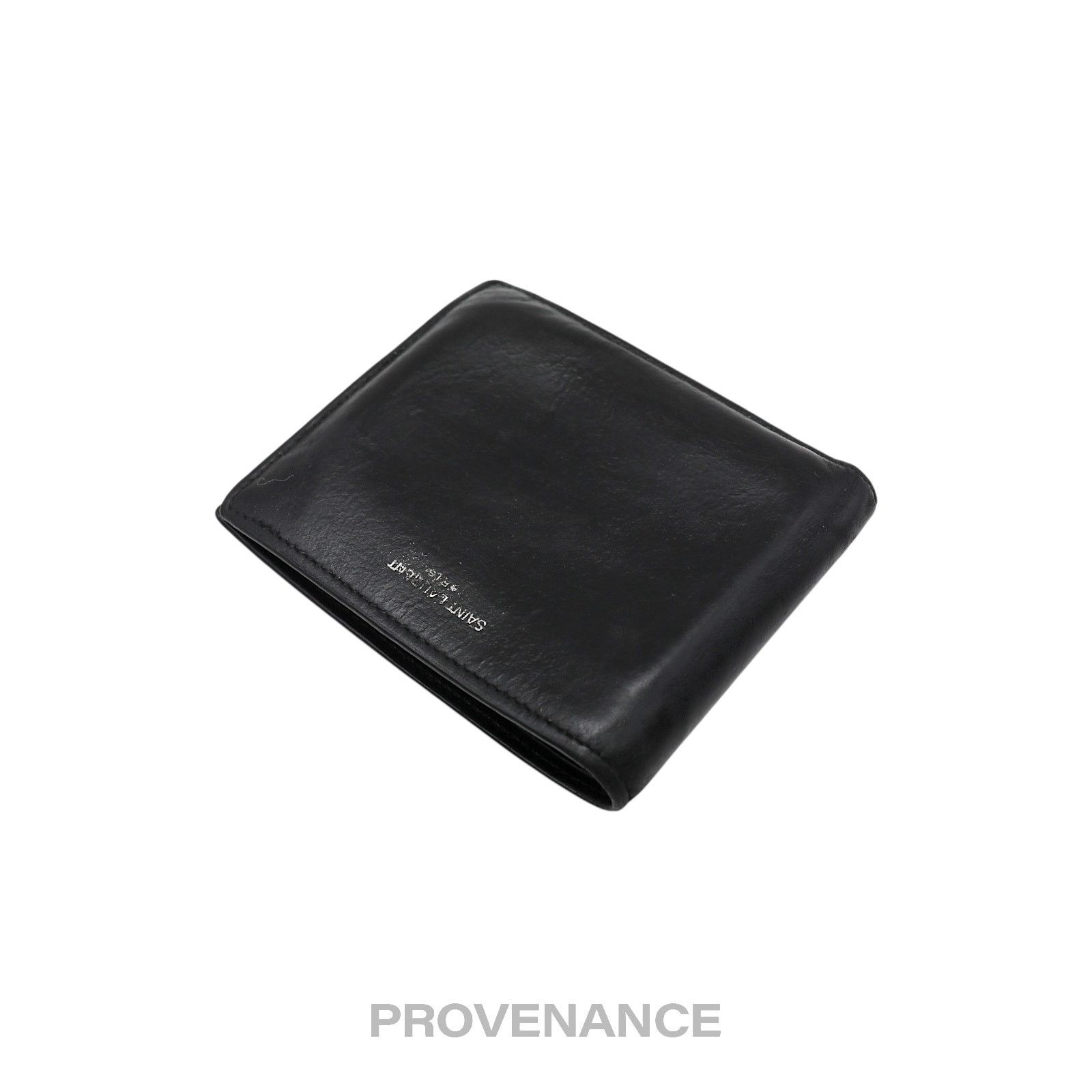 Saint Laurent Paris 🔴 Saint Laurent Paris SLP Logo Bifold Wallet - Black Size ONE SIZE - 3 Thumbnail